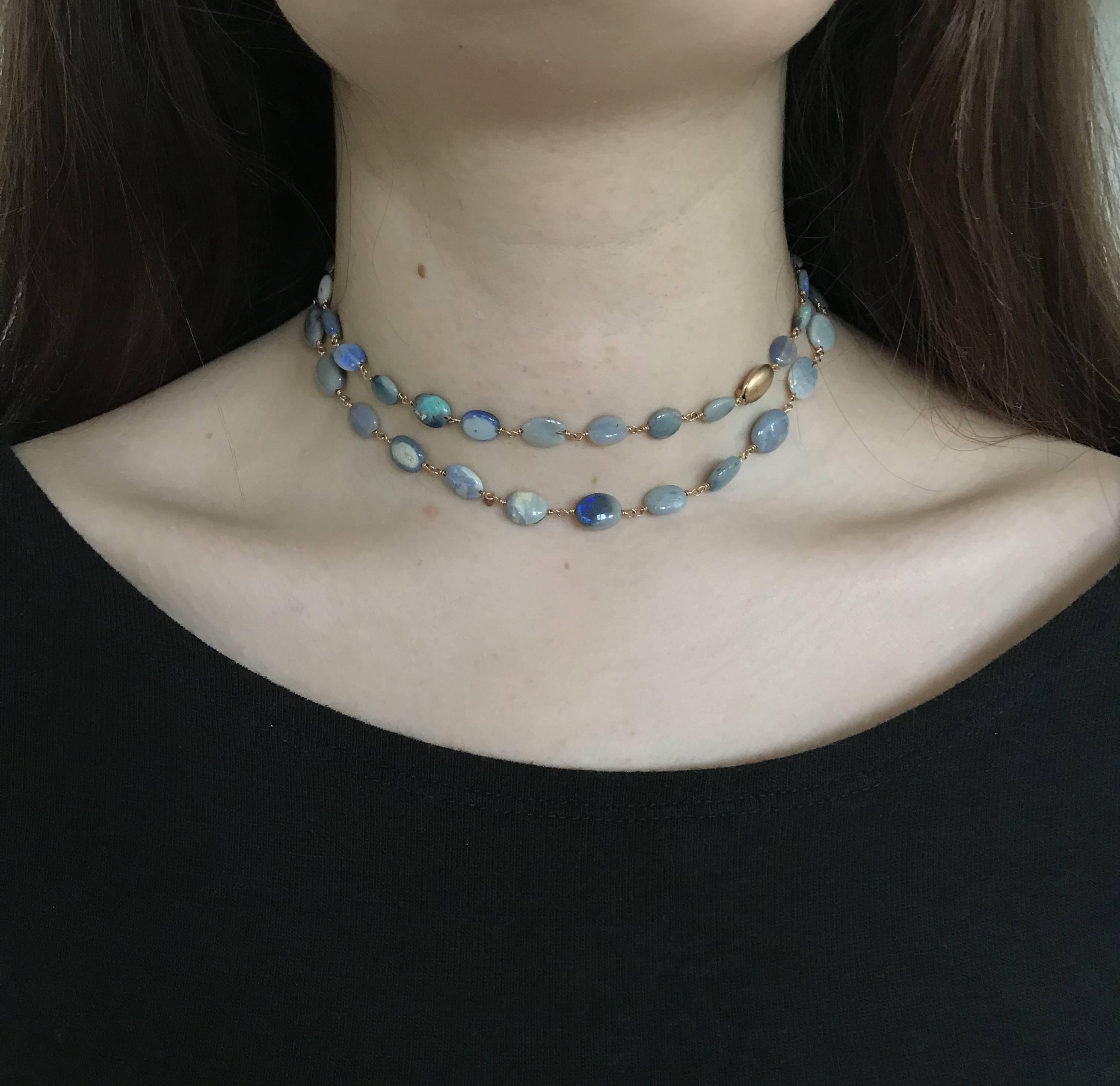 Women's Dalben Grey Australian Opal Rose Gold Necklace