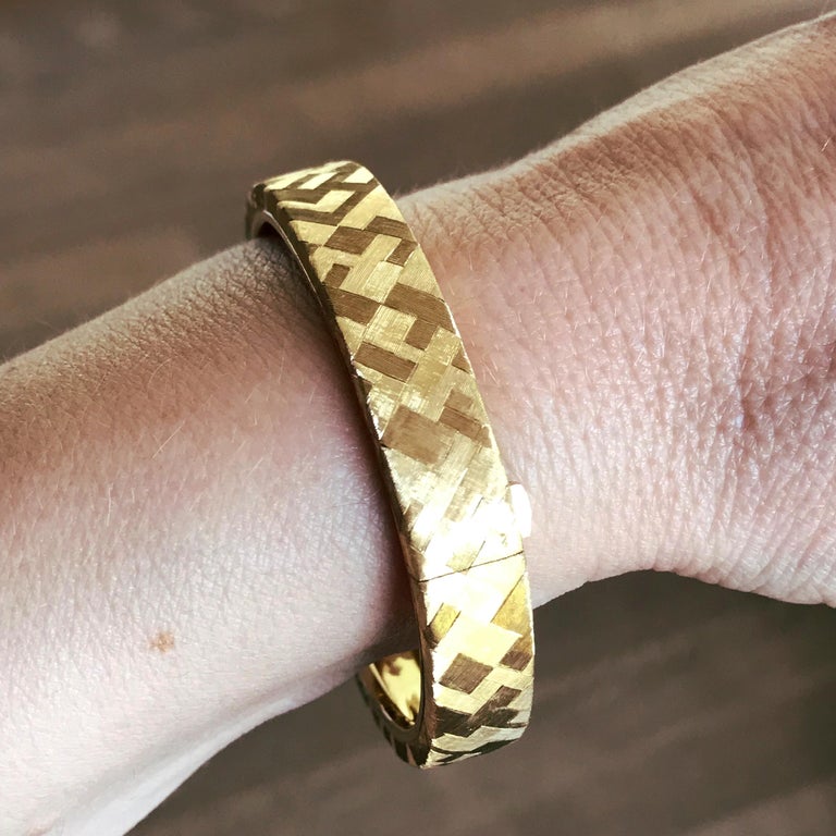 Dalben Hand Engraved Gold Bracelet For Sale at 1stdibs