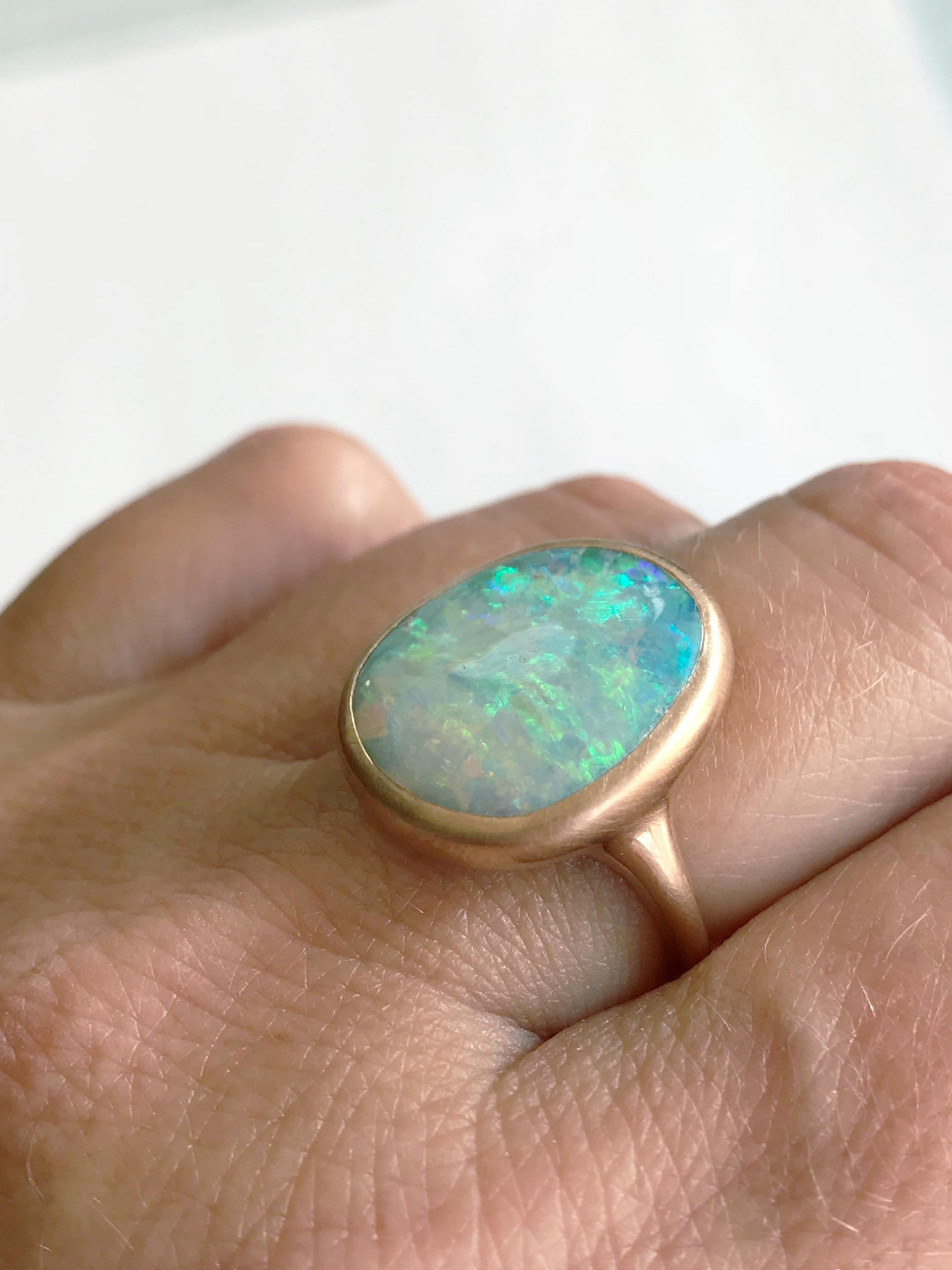 Dalben Light Australian Boulder Opal Rose Gold Ring 5