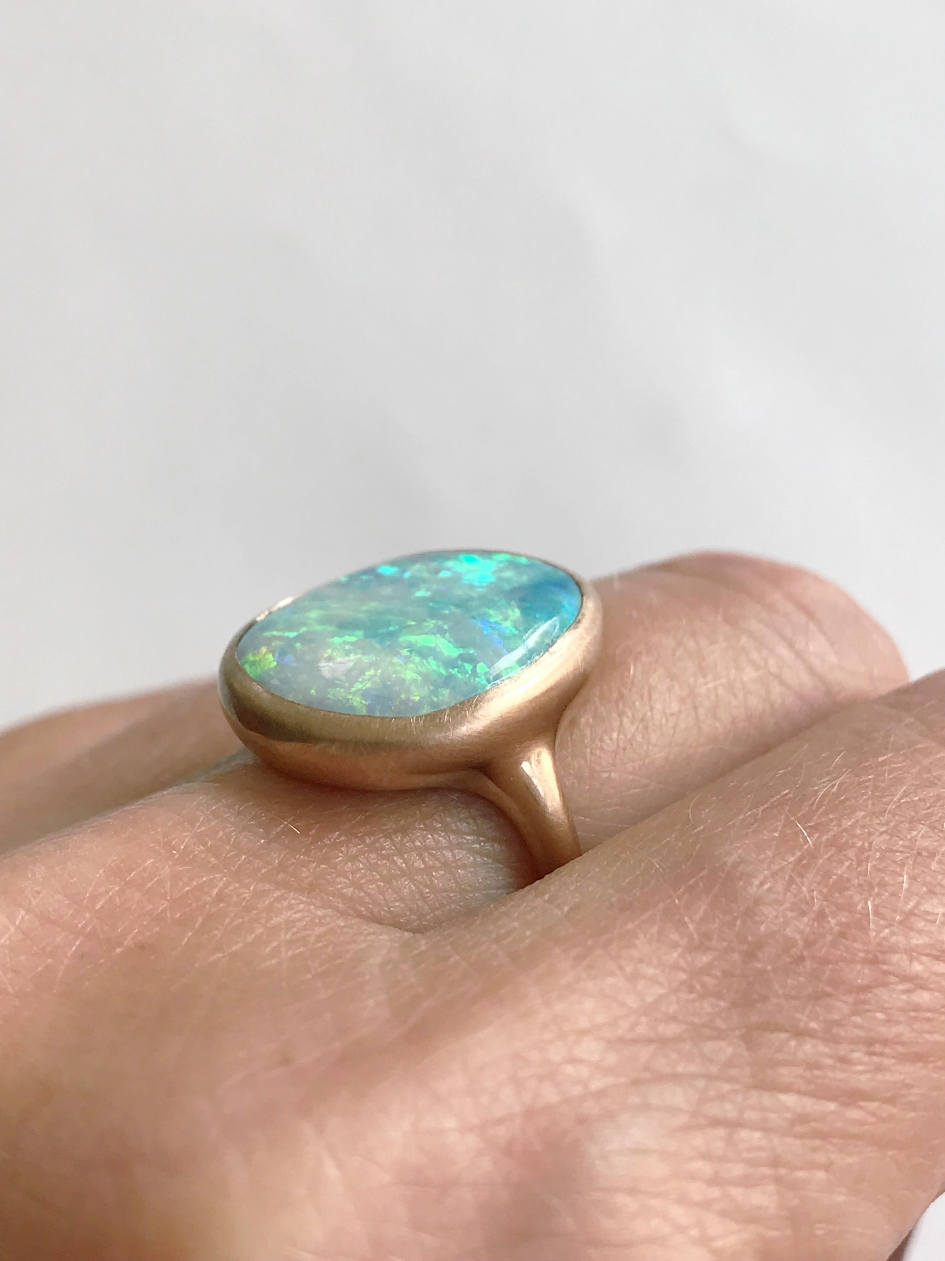 Dalben Light Australian Boulder Opal Rose Gold Ring 6