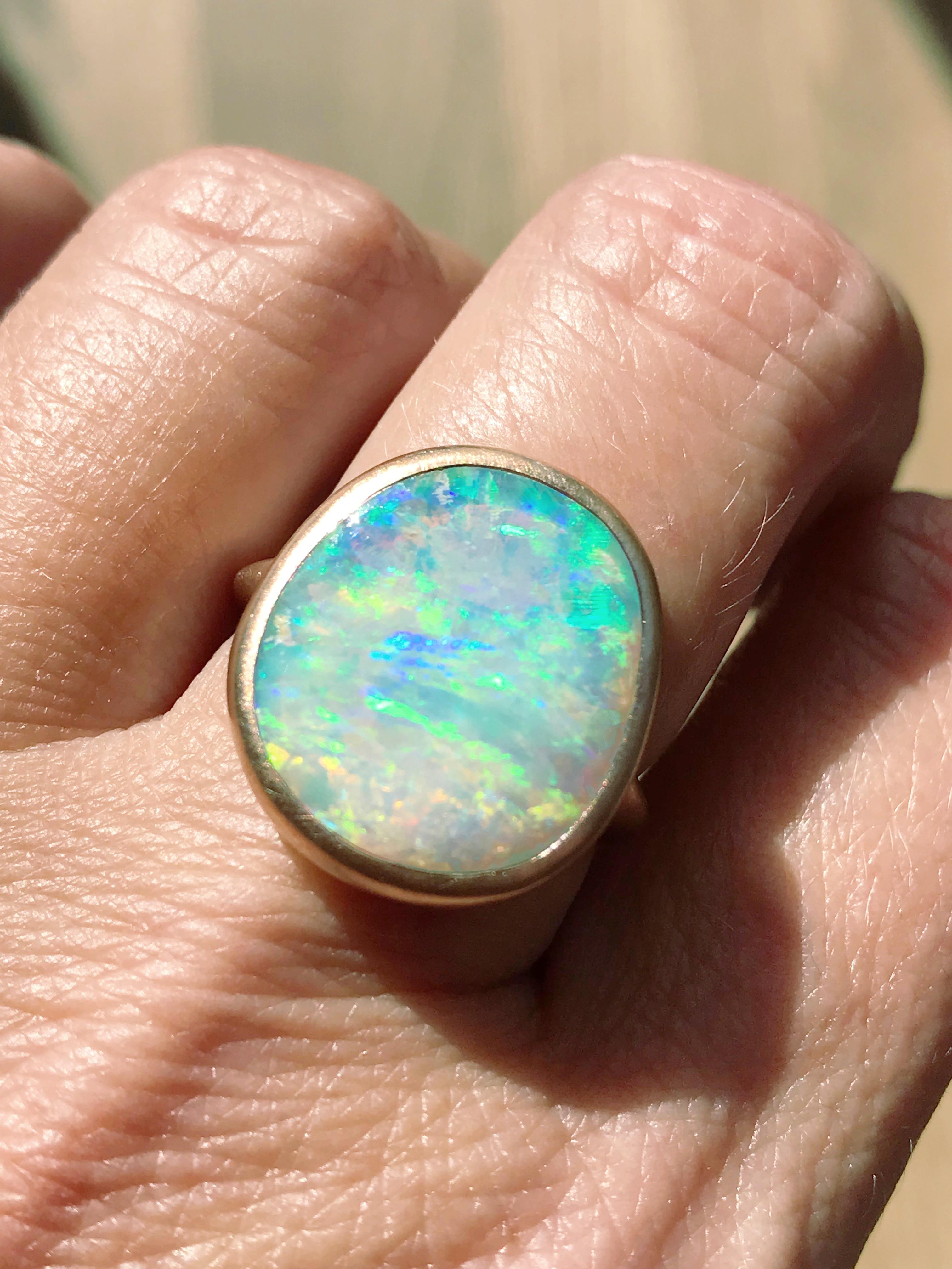 Dalben Light Australian Boulder Opal Rose Gold Ring 7