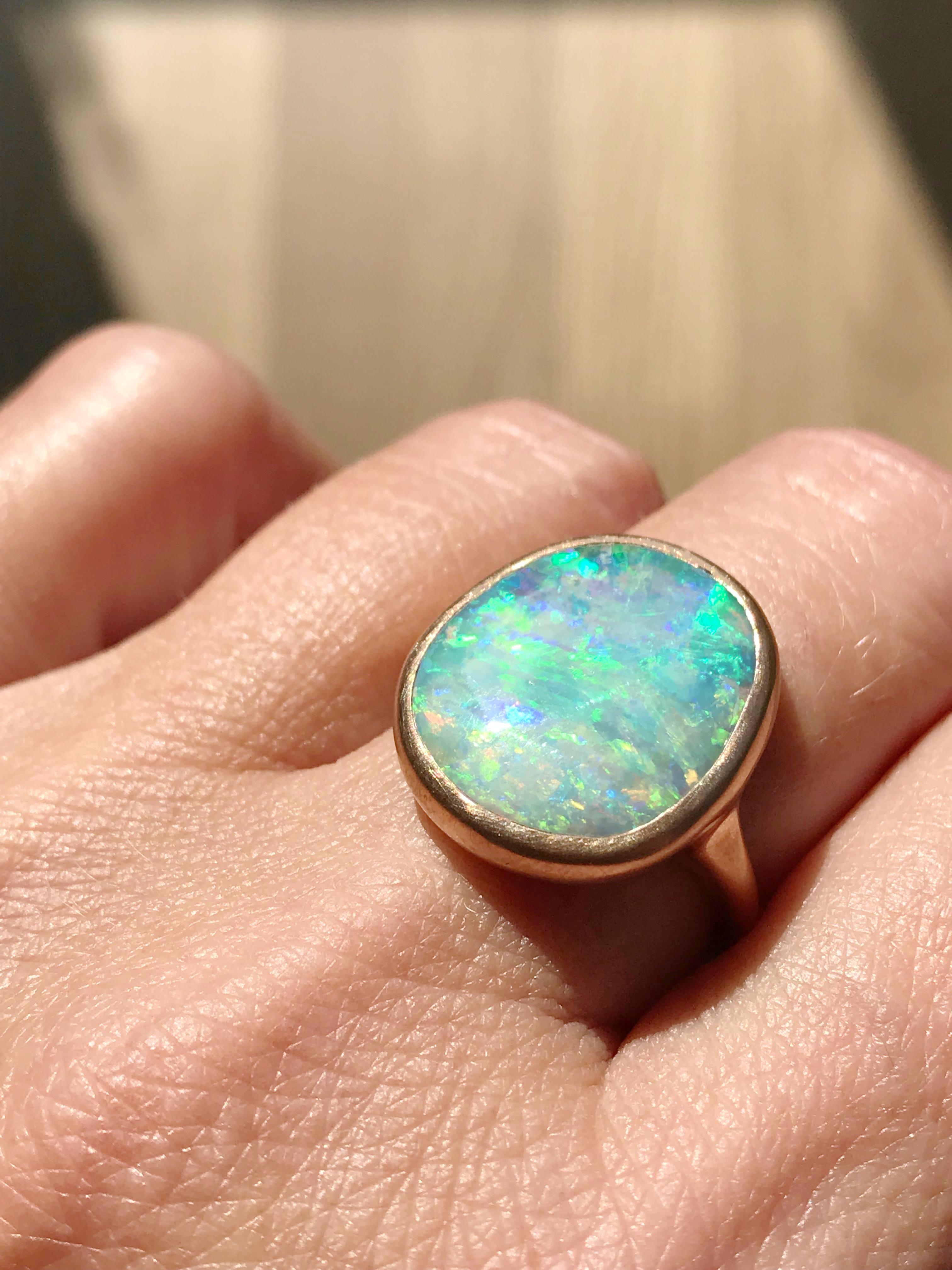 Dalben Light Australian Boulder Opal Rose Gold Ring 8