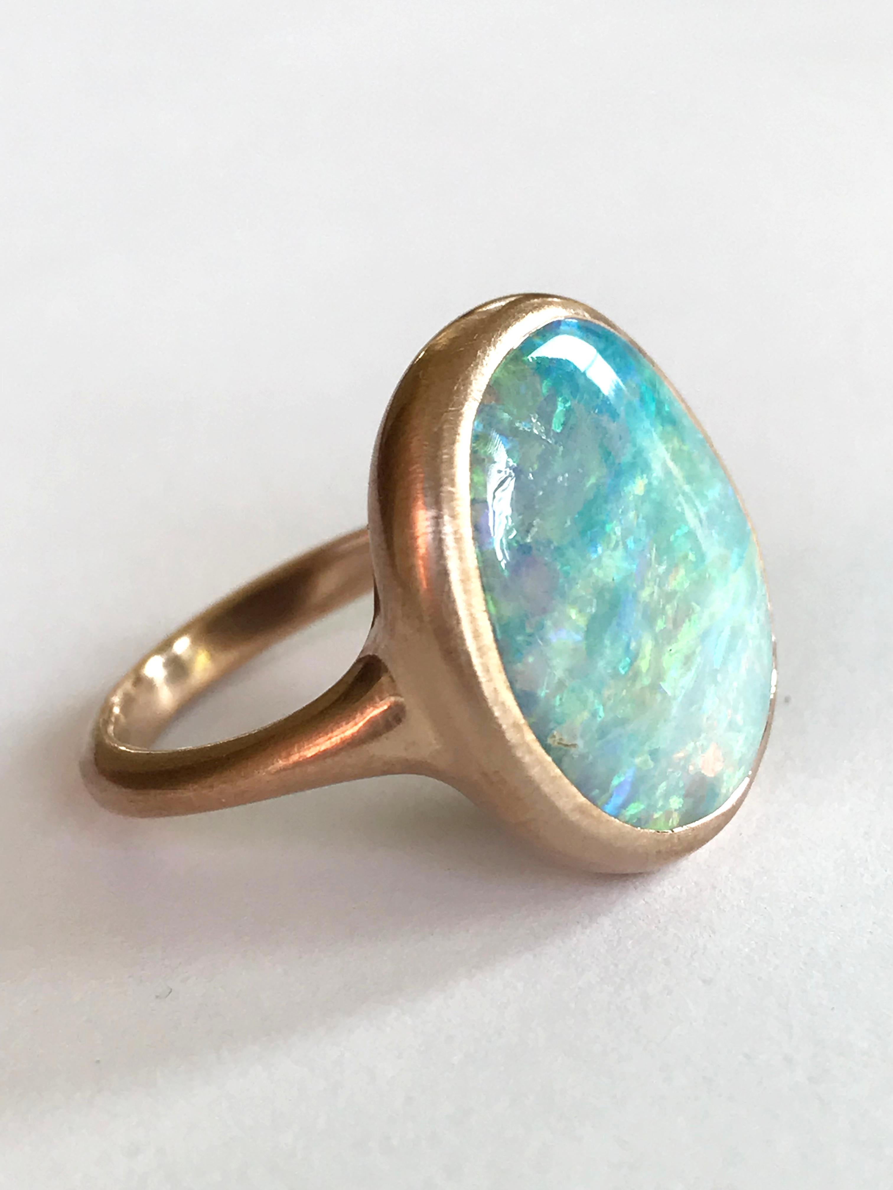Contemporary Dalben Light Australian Boulder Opal Rose Gold Ring