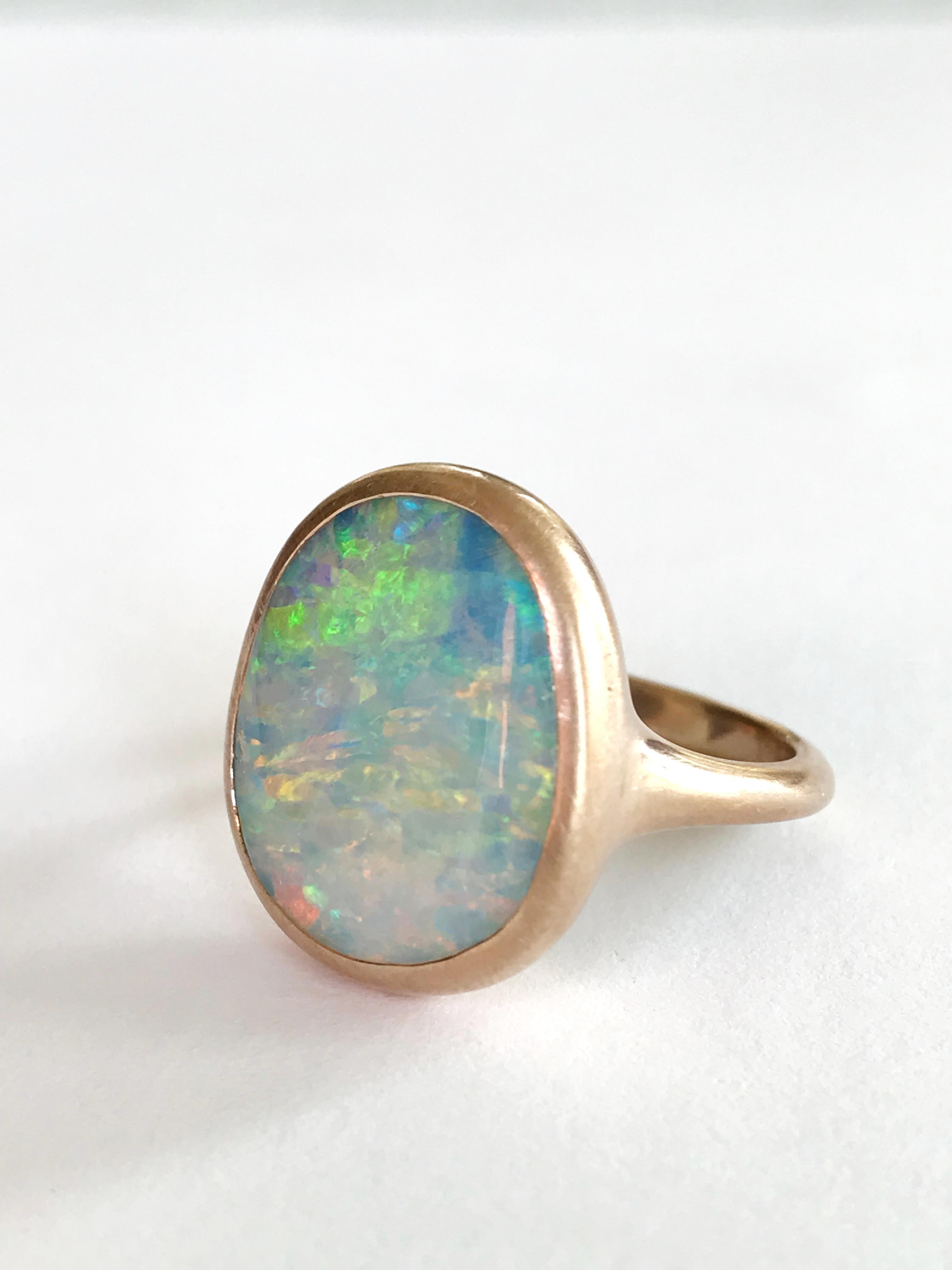 Dalben Light Australian Boulder Opal Rose Gold Ring In New Condition In Como, IT