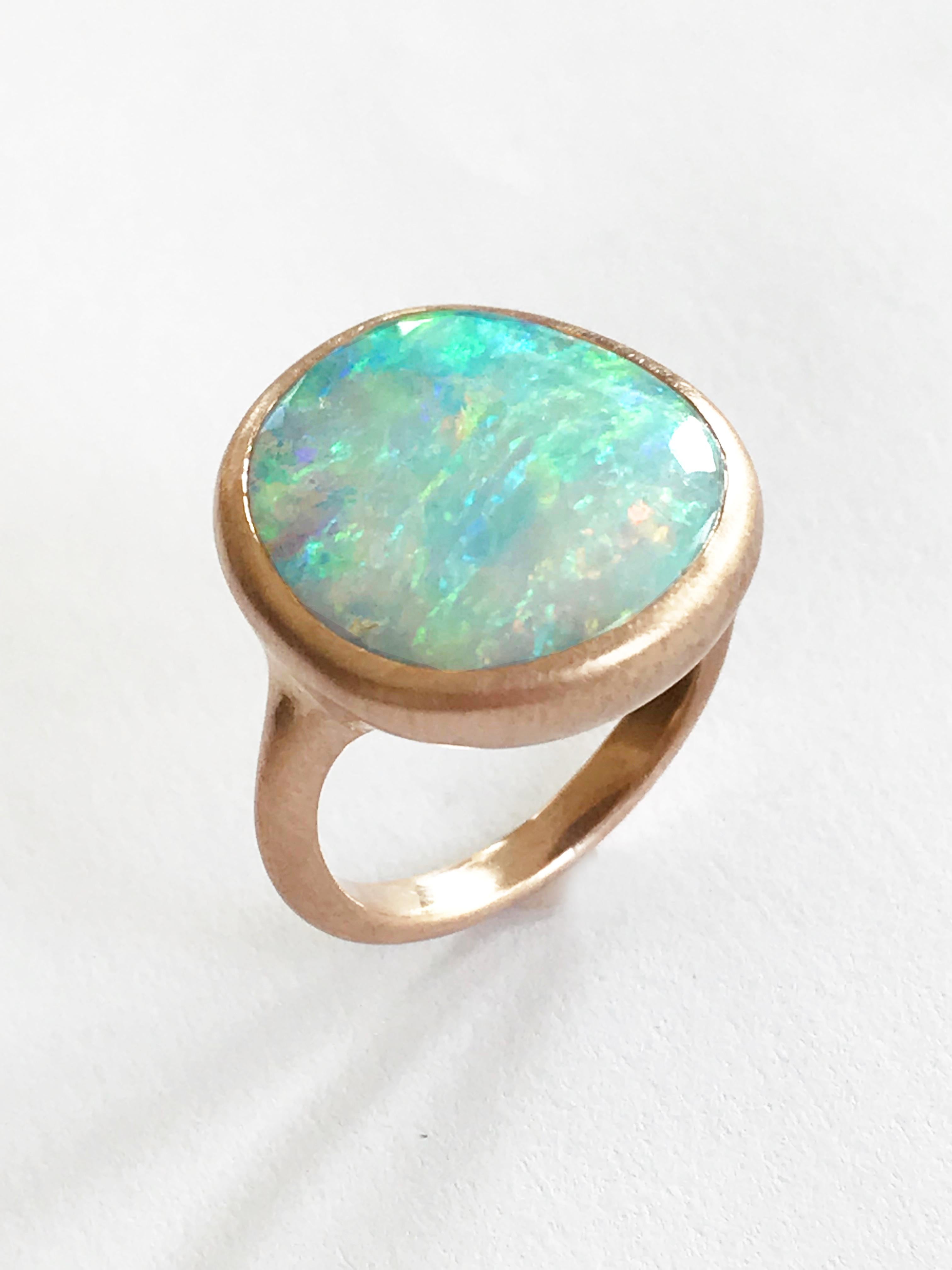 Dalben Light Australian Boulder Opal Rose Gold Ring 3