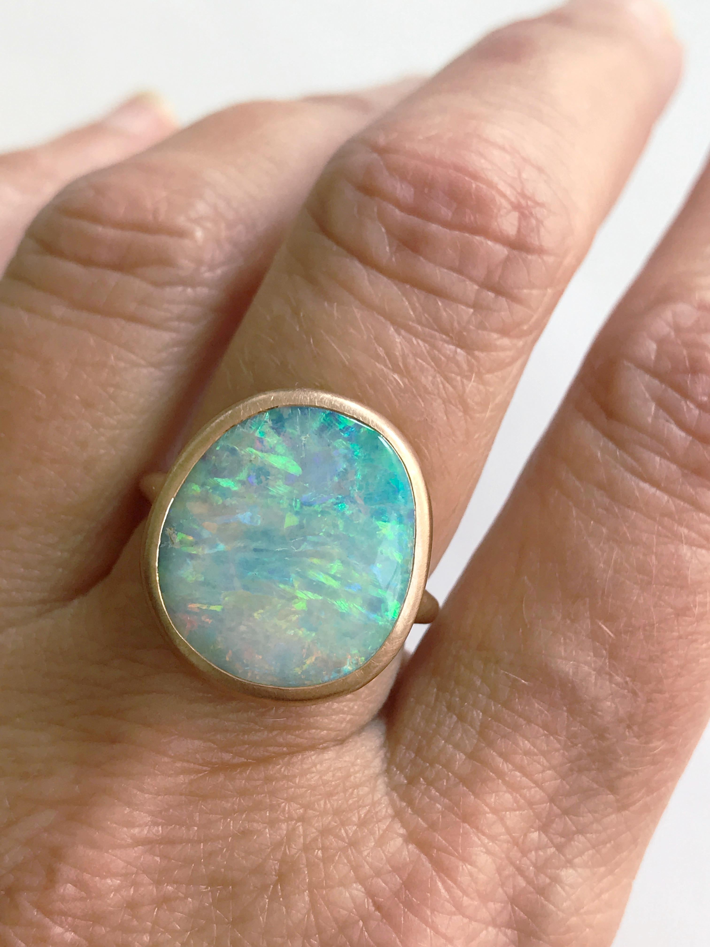 Dalben Light Australian Boulder Opal Rose Gold Ring 4
