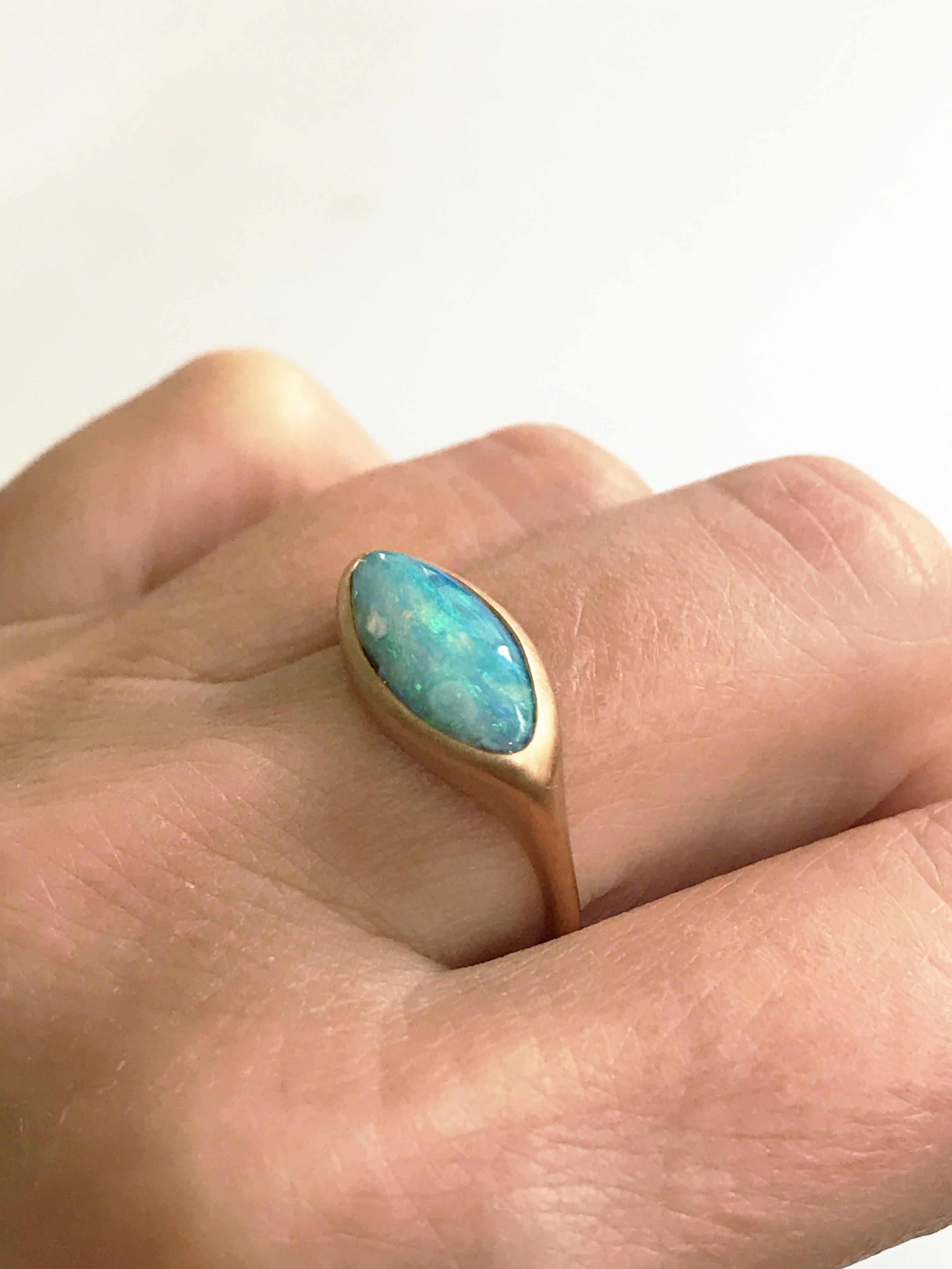 Dalben Light Blue Boulder Opal Rose Gold Ring For Sale 4