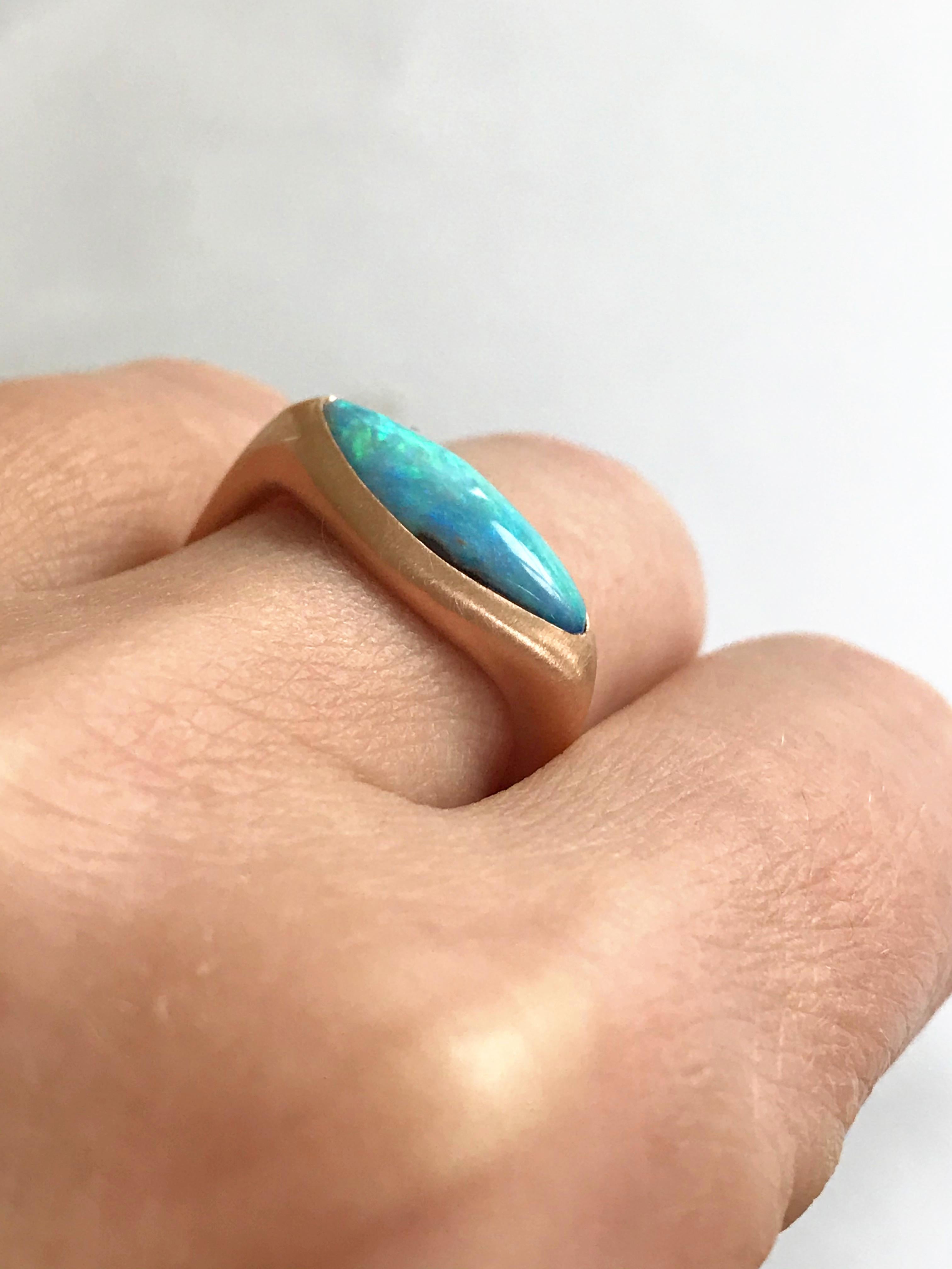 Dalben Light Blue Boulder Opal Rose Gold Ring For Sale 5