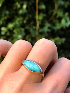 Dalben Hellblauer Boulder-Opal-Roségoldring