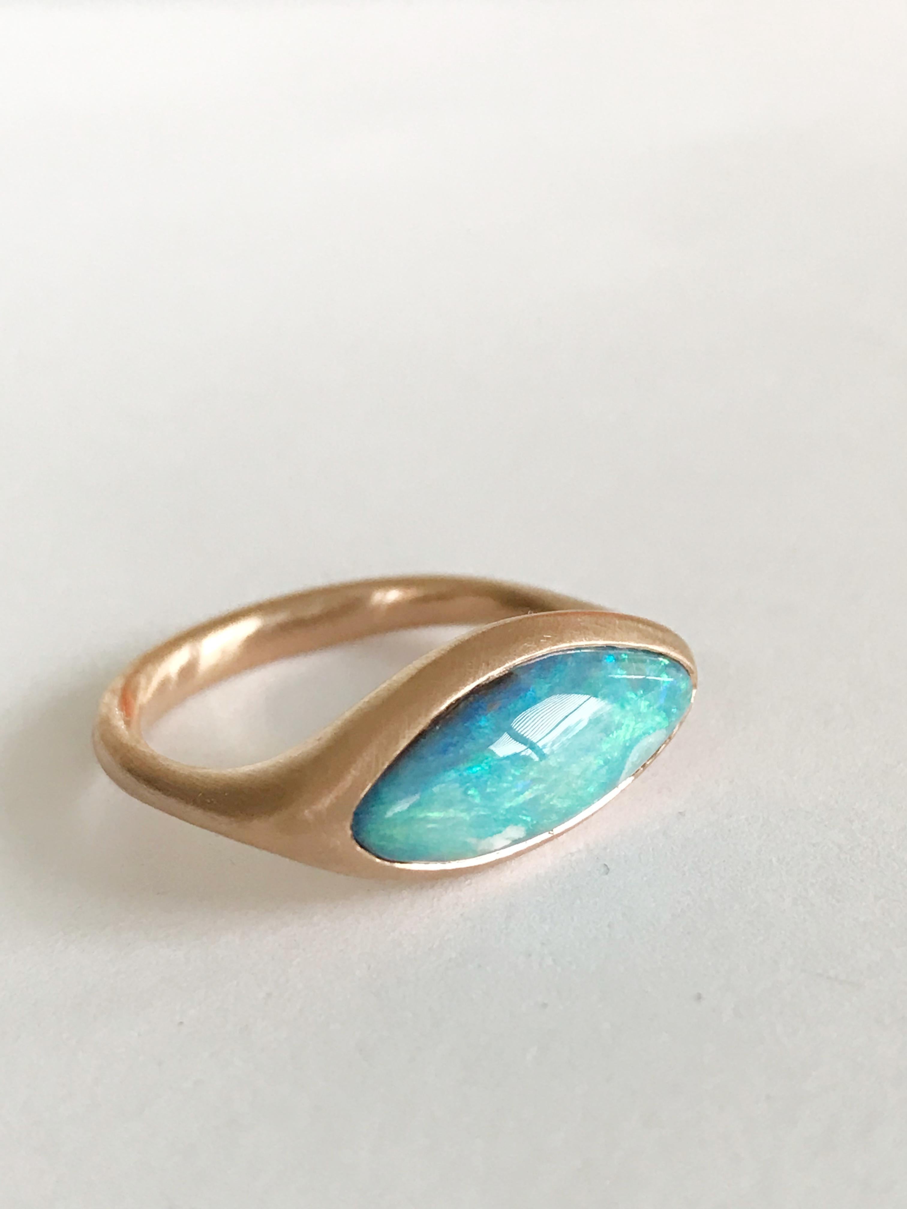Dalben Light Blue Boulder Opal Rose Gold Ring In New Condition For Sale In Como, IT