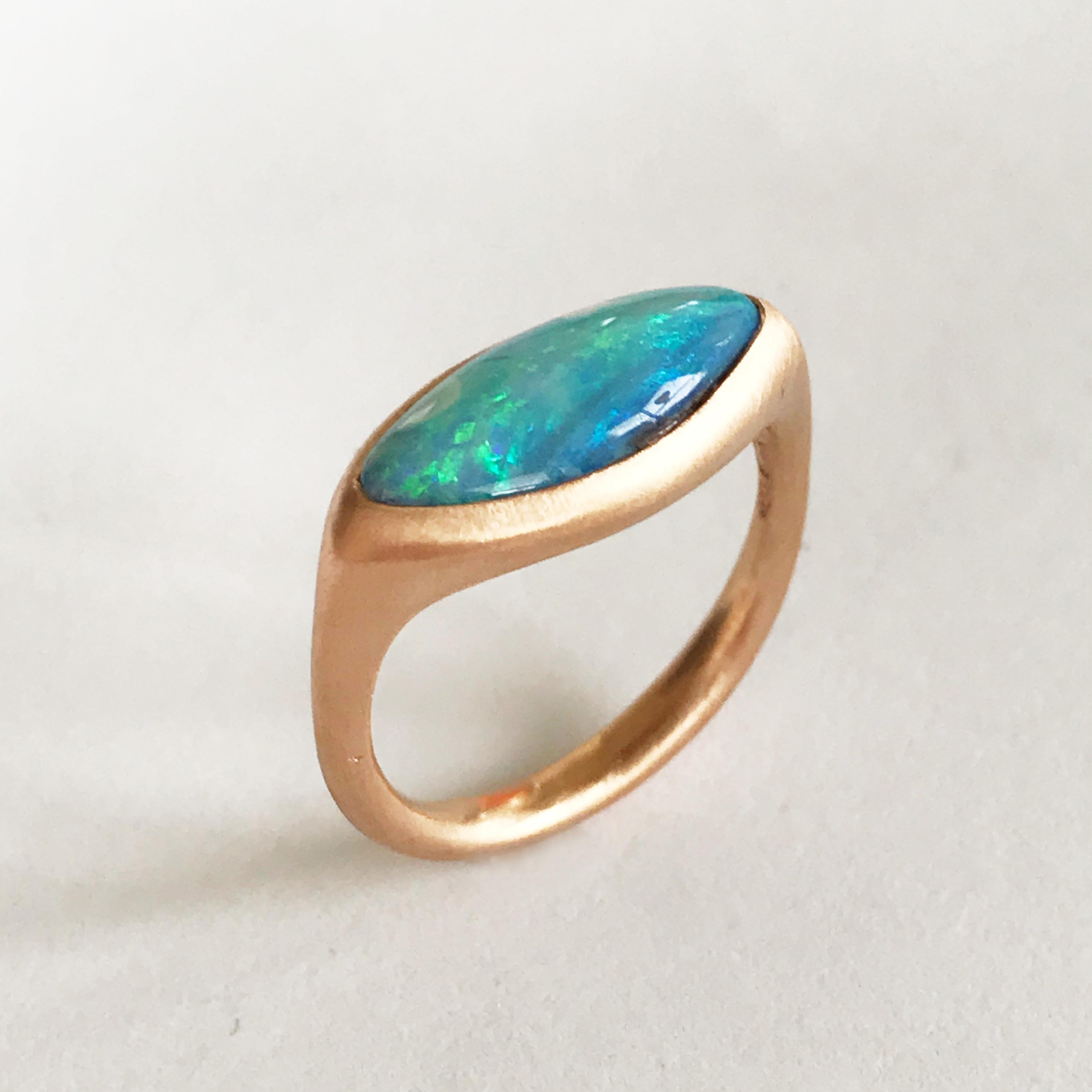 Women's Dalben Light Blue Boulder Opal Rose Gold Ring For Sale