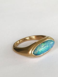 Dalben Light Blue Boulder Opal Yellow Gold Ring