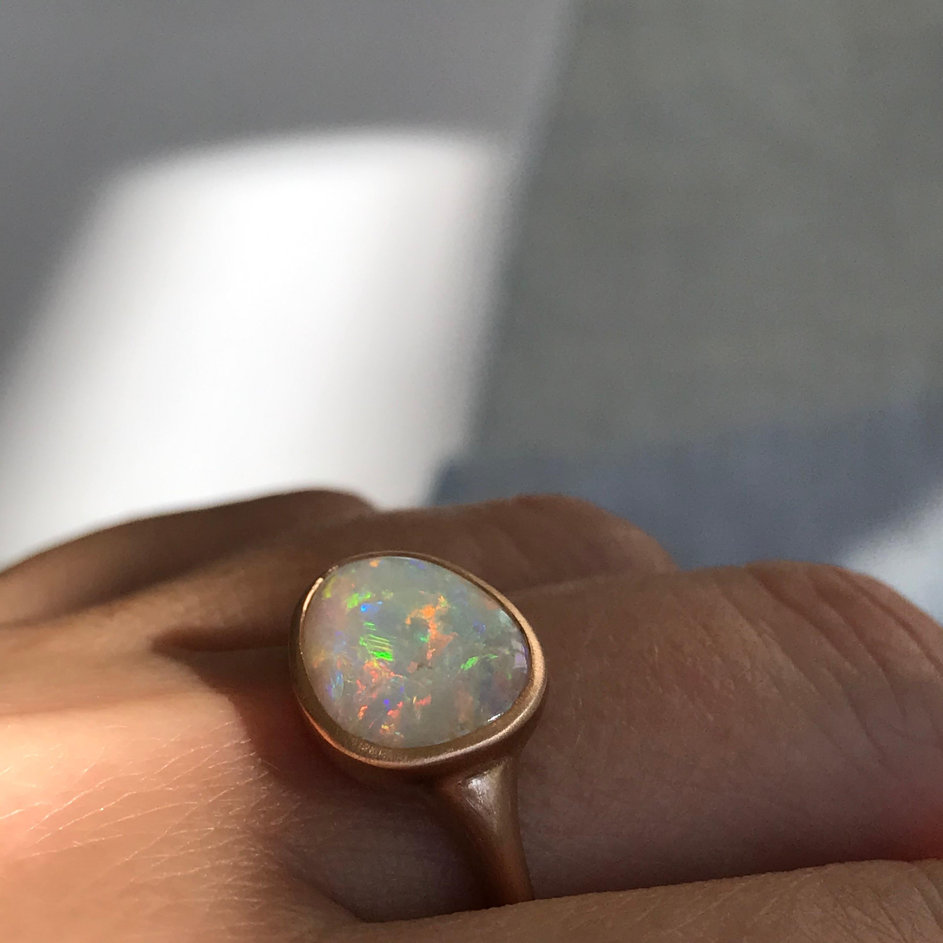Dalben Lightning Ridge Australian Crystal Opal Rose Gold Ring For Sale 1