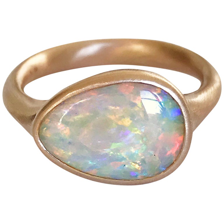Dalben Lightning Ridge Australian Crystal Opal Rose Gold Ring For Sale at  1stDibs | crystal opal ring