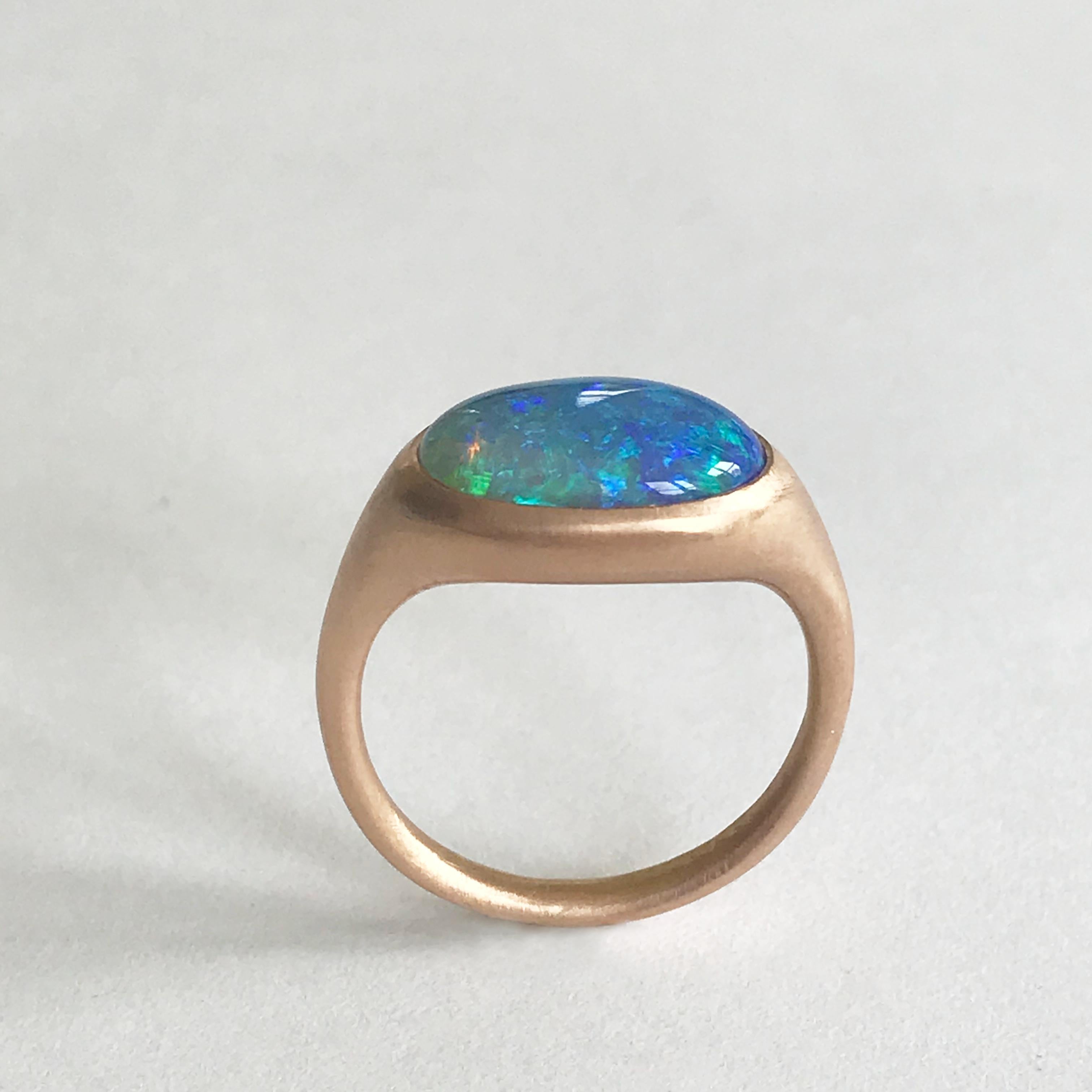 Dalben Lightning Ridge Opal Rose Gold Ring For Sale 1