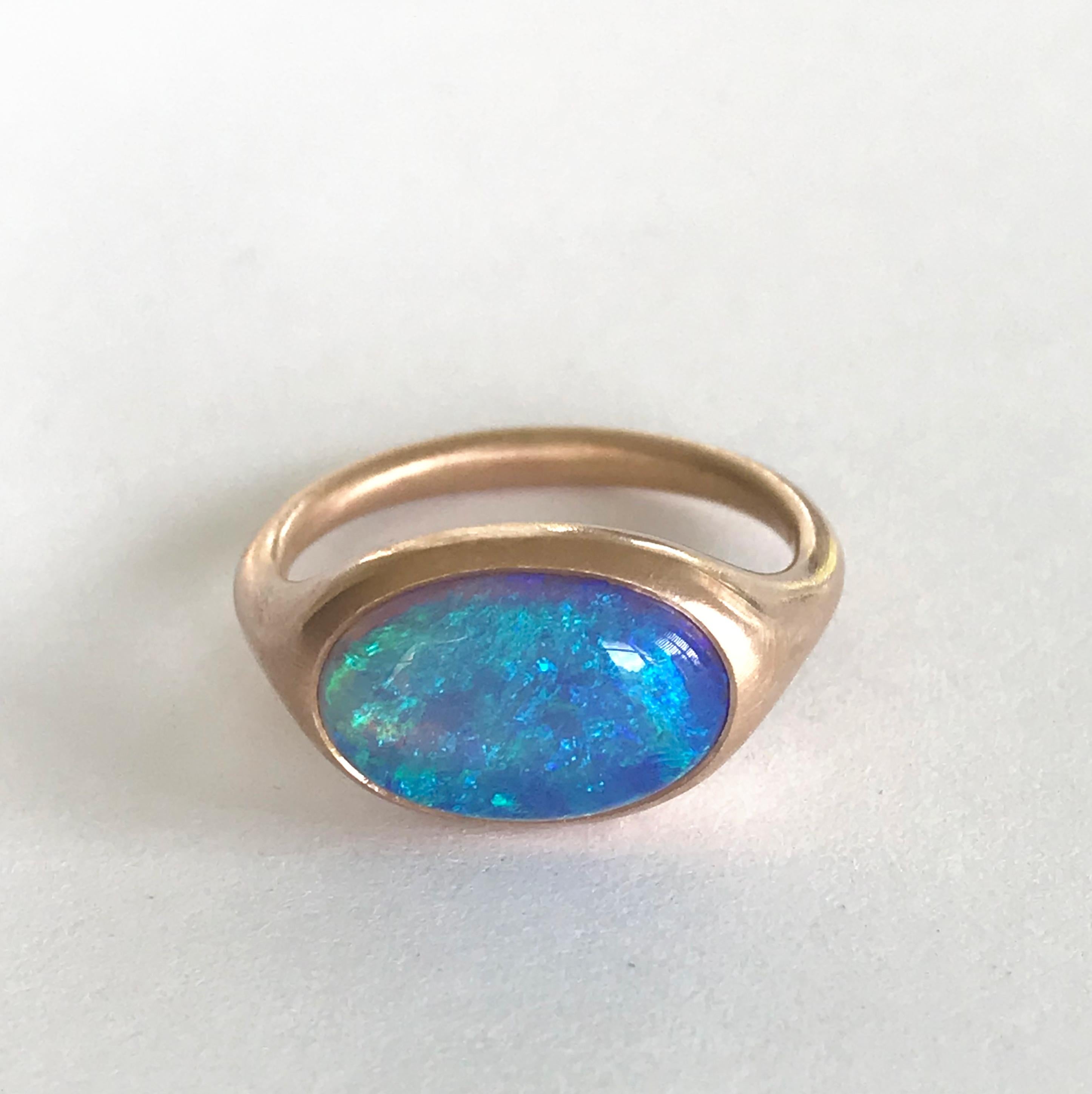 Dalben Lightning Ridge Opal Rose Gold Ring For Sale 2