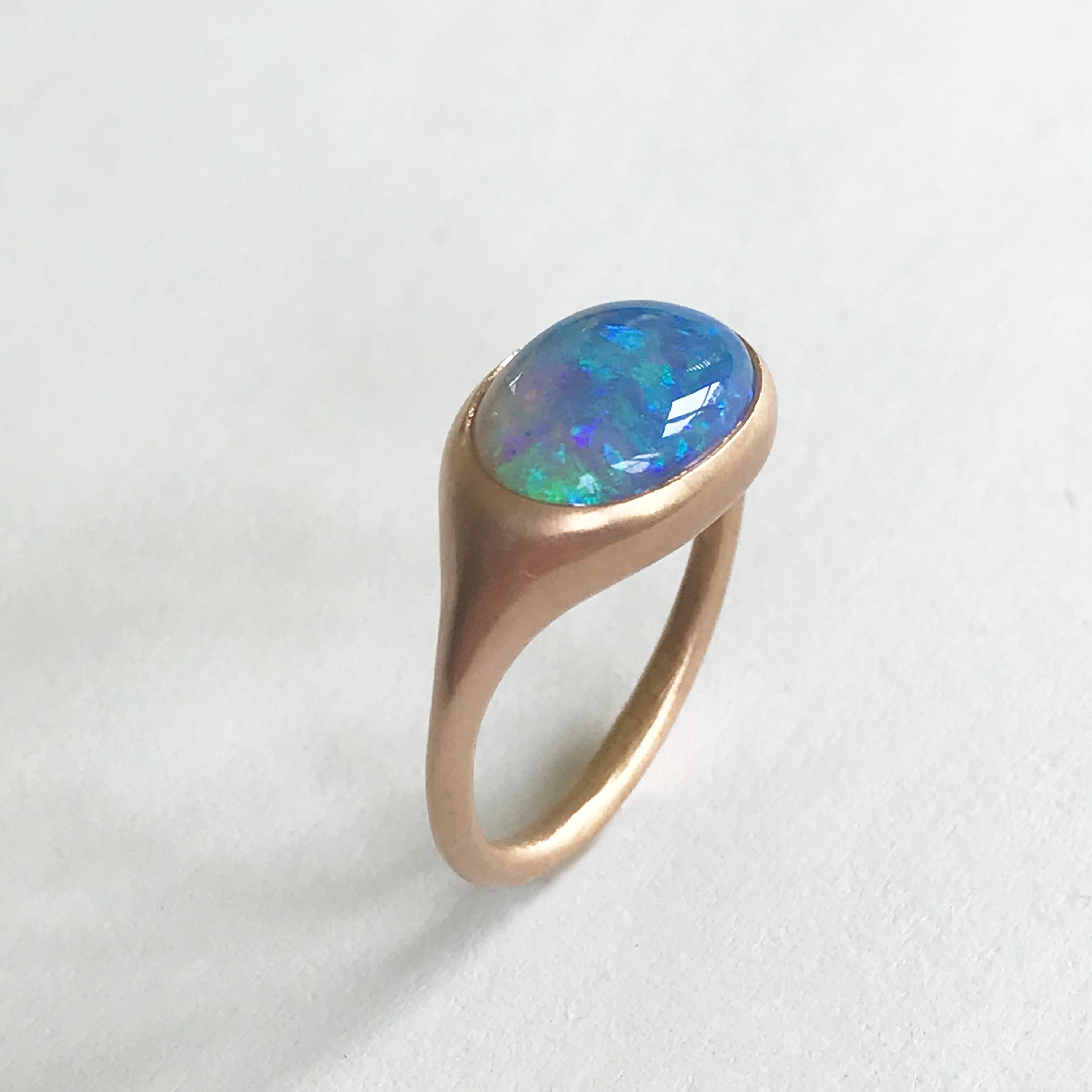Dalben Lightning Ridge Opal Rose Gold Ring For Sale 5