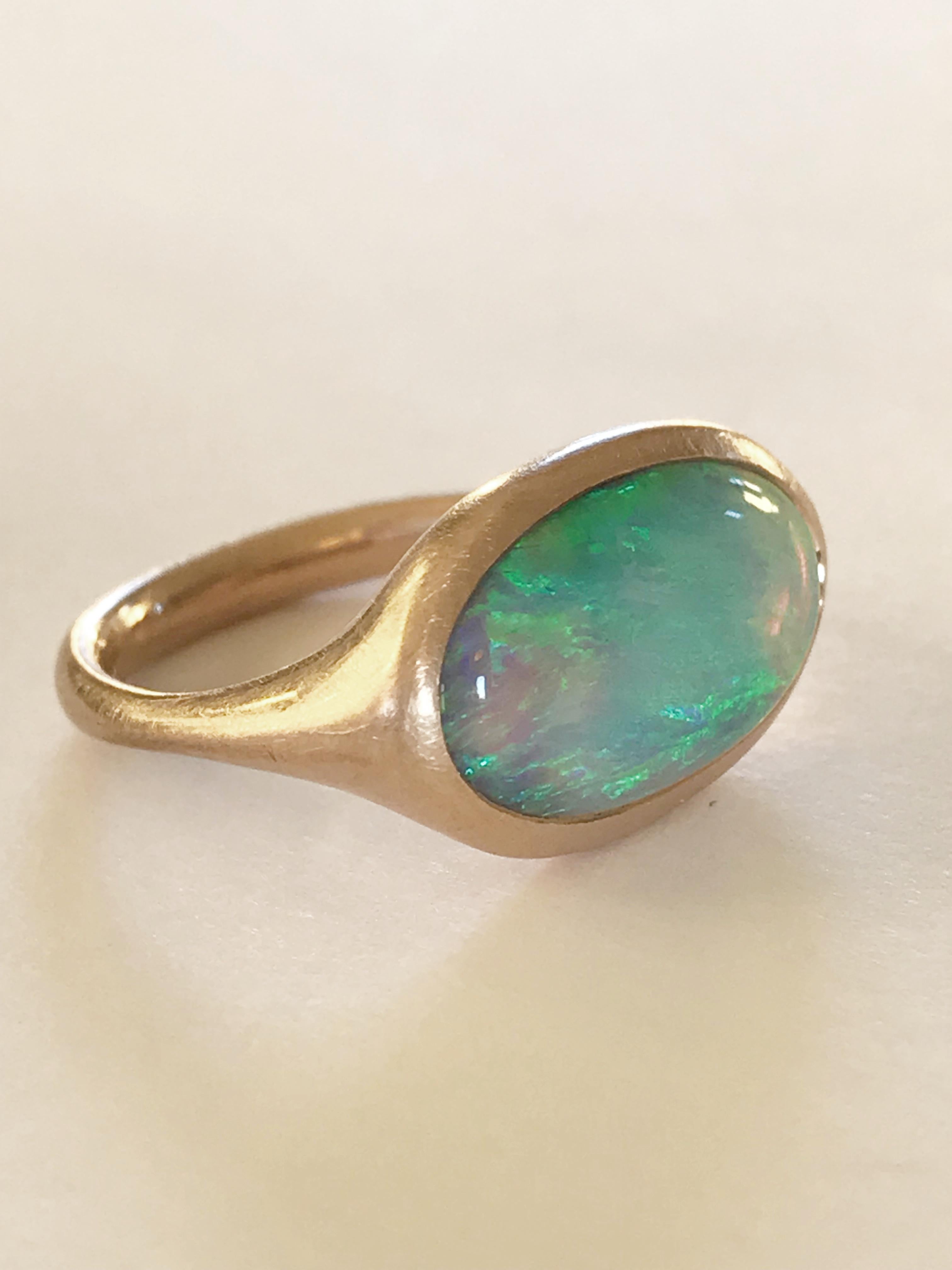 Dalben Lightning Ridge Opal Rose Gold Ring In New Condition In Como, IT