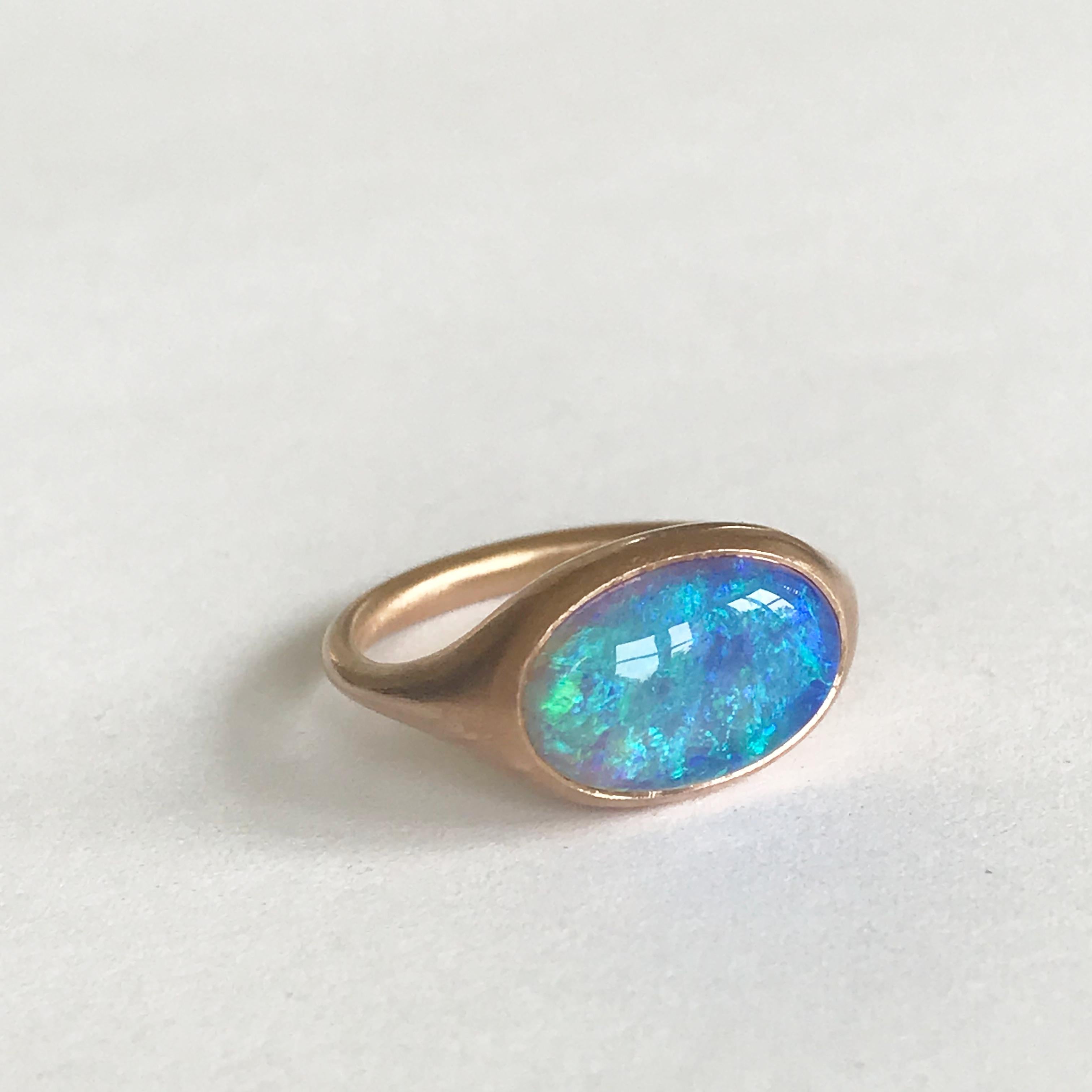 Dalben Lightning Ridge Opal Rose Gold Ring In New Condition For Sale In Como, IT