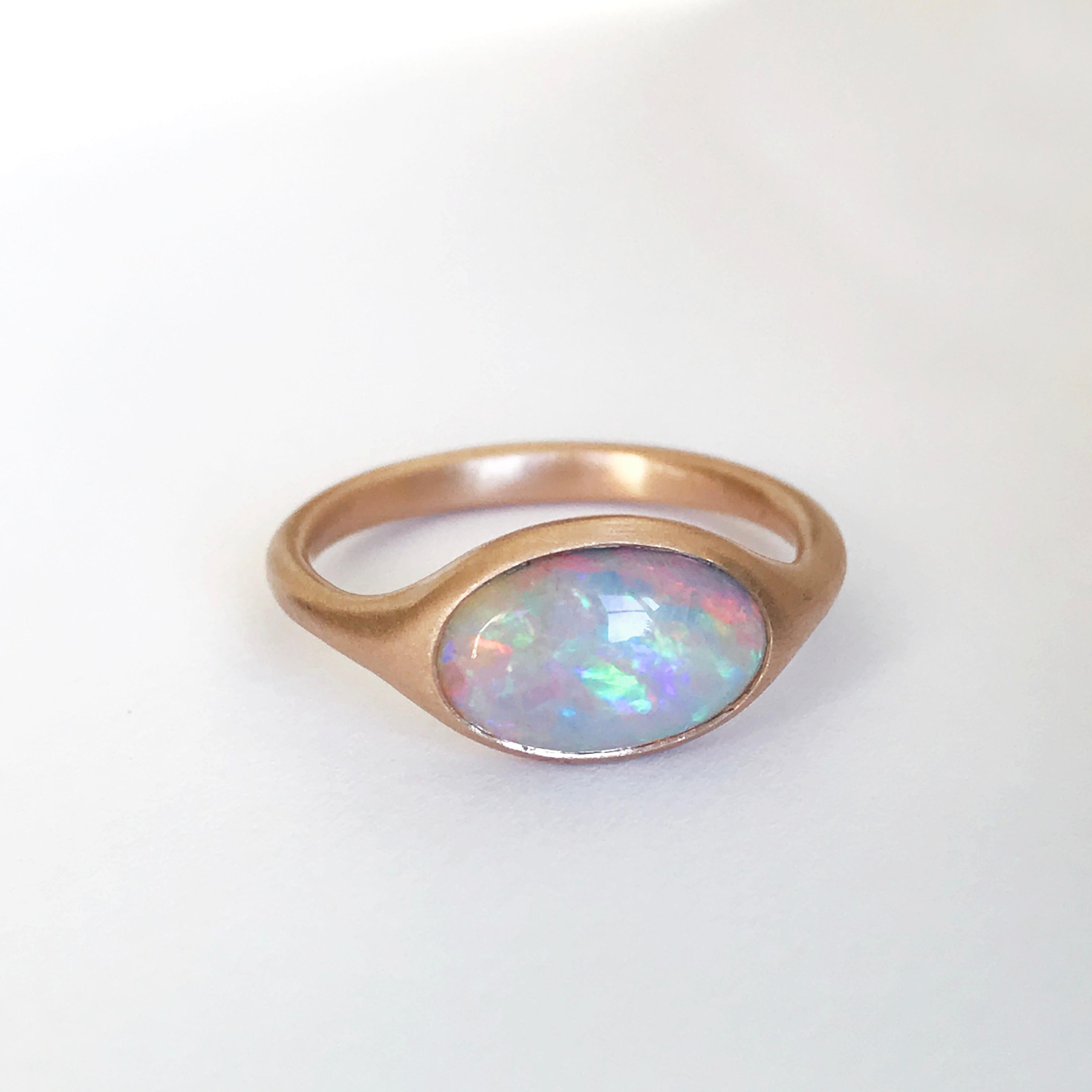 Dalben Lightning Ridge Oval Australian Crystal Opal Rose Gold Ring 3