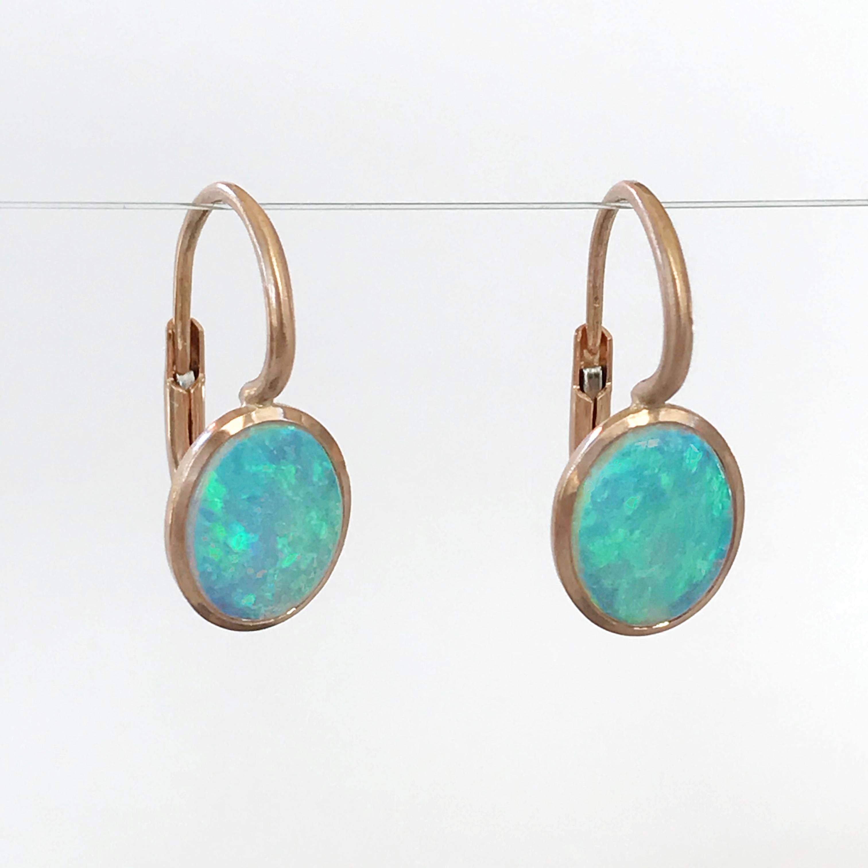 Dalben Little Oval Australian Opal Rose Gold Earrings 5