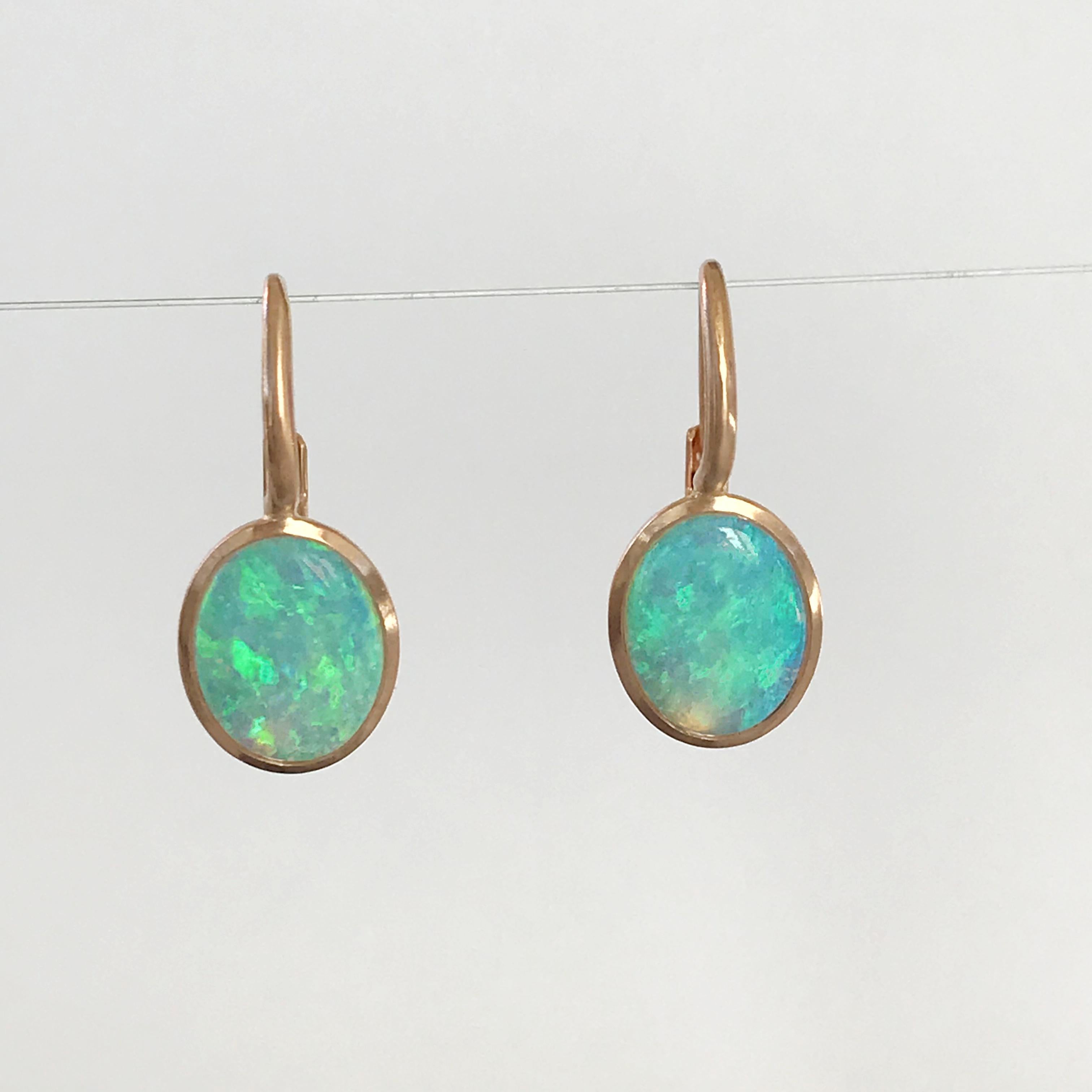 Dalben Little Oval Australian Opal Rose Gold Earrings 6