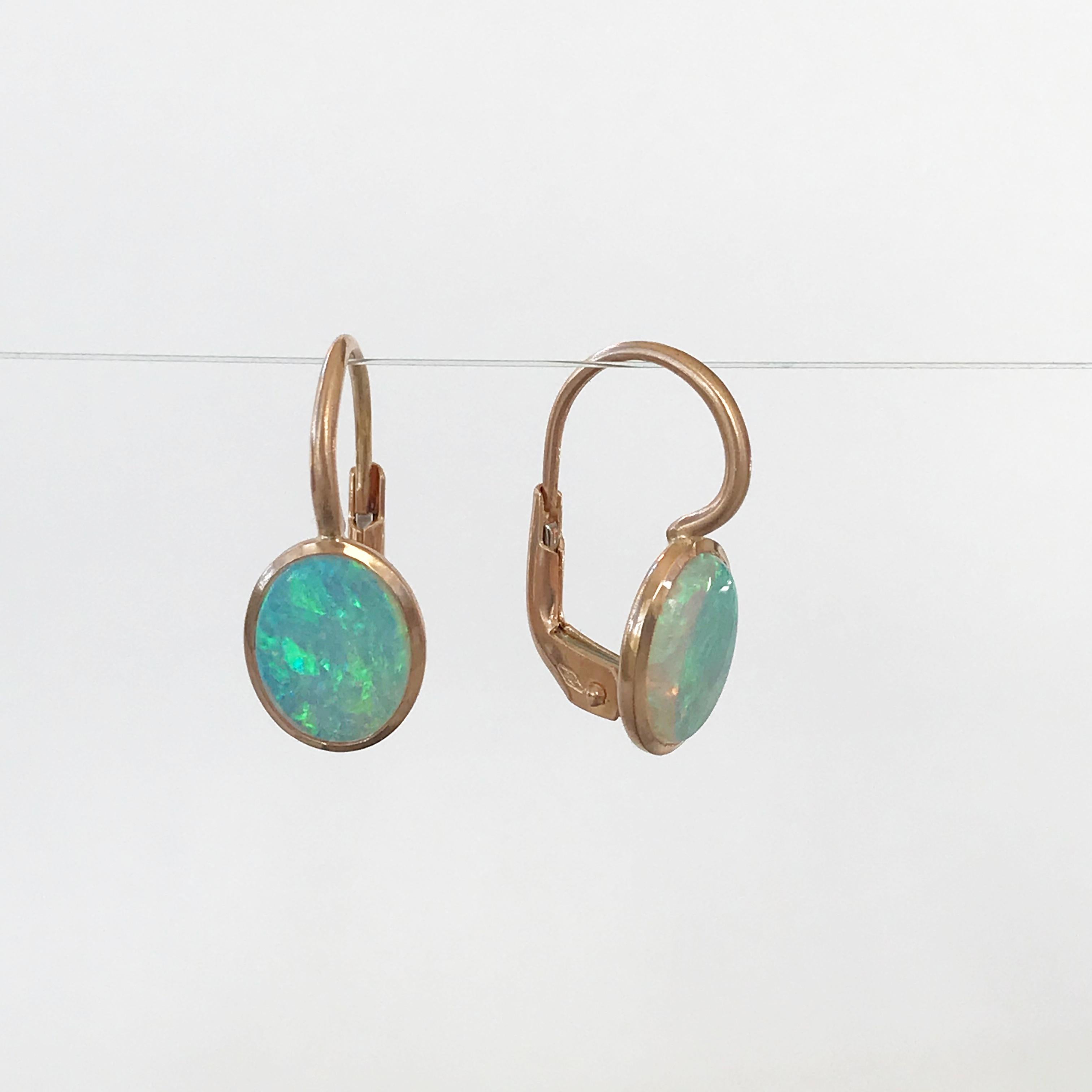 Dalben Little Oval Australian Opal Rose Gold Earrings 7