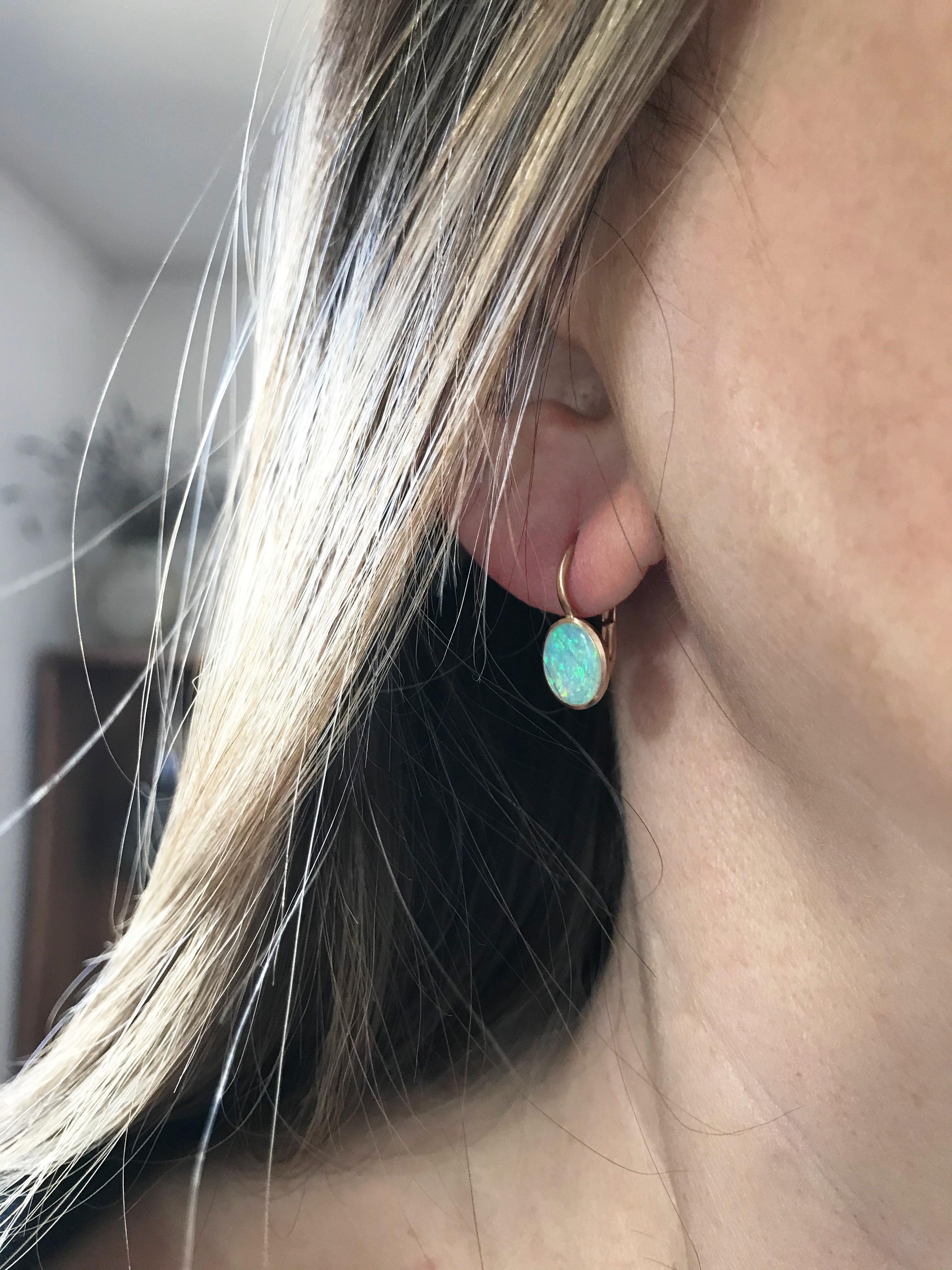 Dalben Little Oval Australian Opal Rose Gold Earrings In New Condition In Como, IT