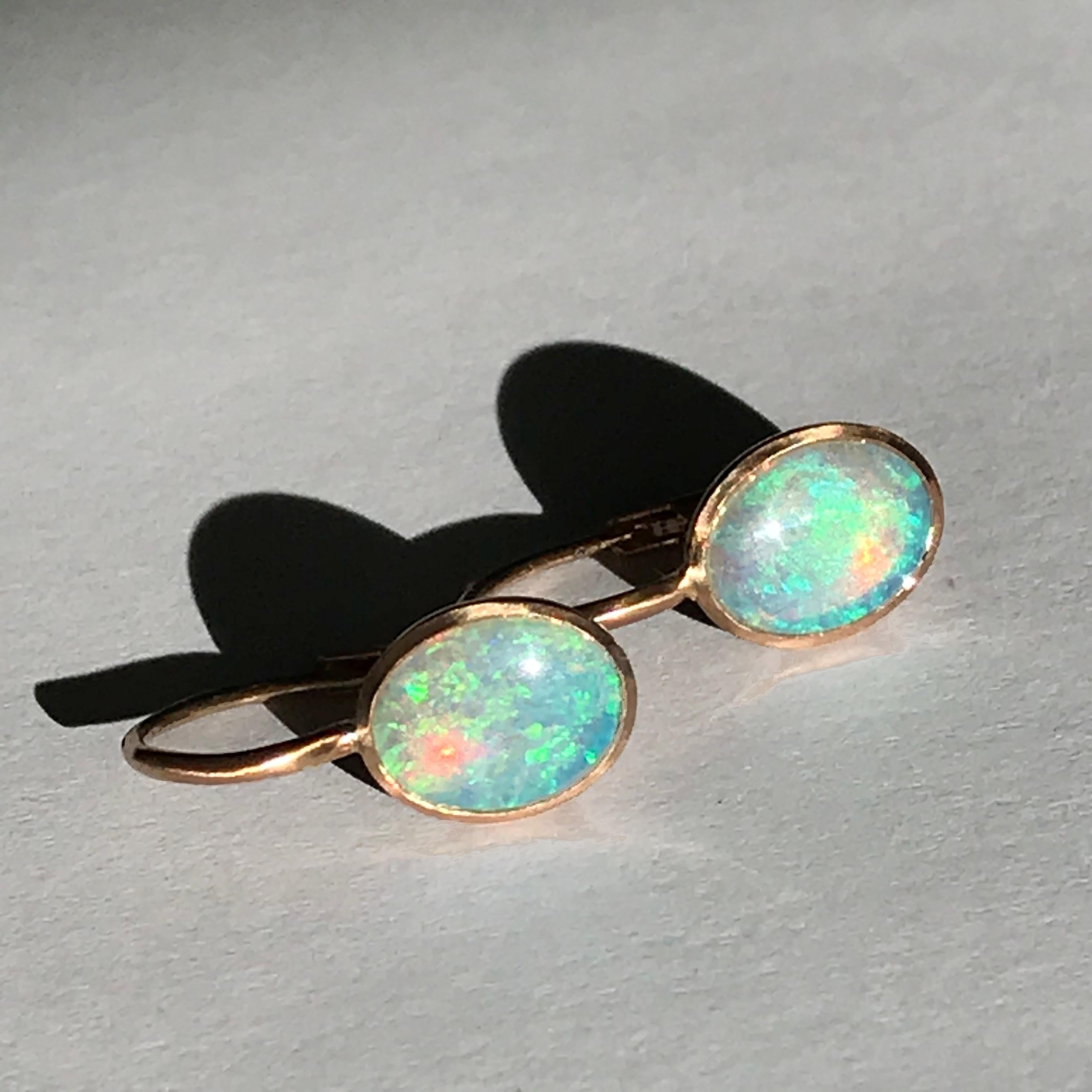 Women's Dalben Little Oval Australian Opal Rose Gold Earrings