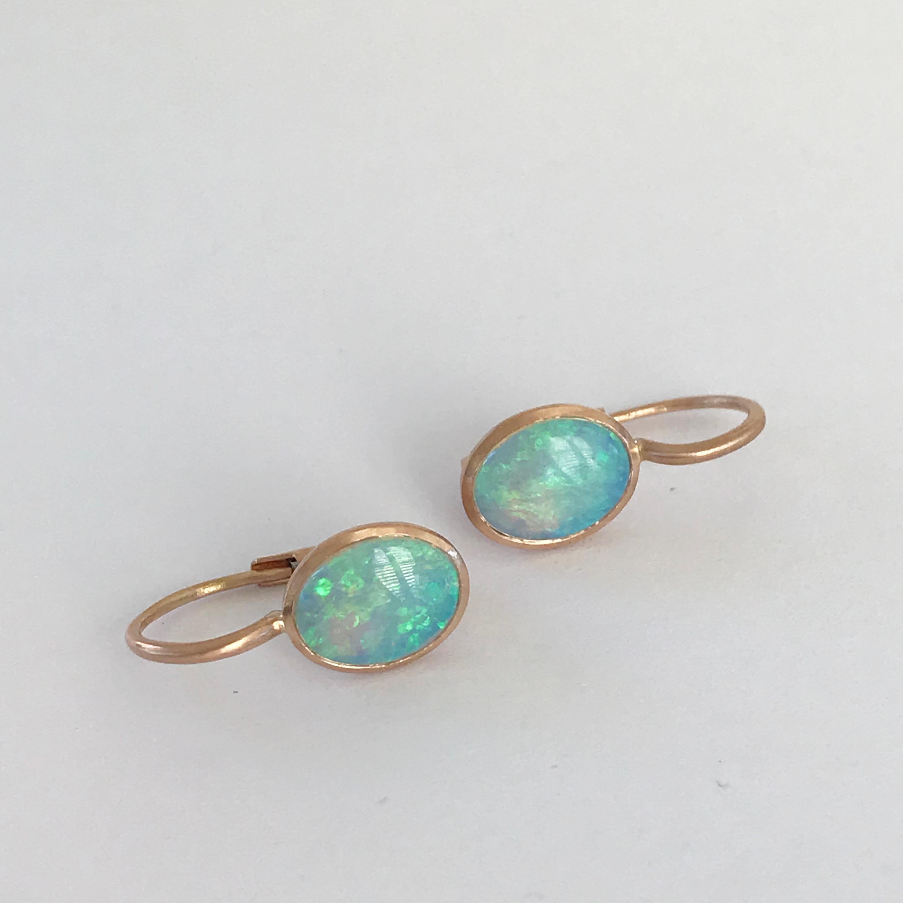Dalben Little Oval Australian Opal Rose Gold Earrings 1