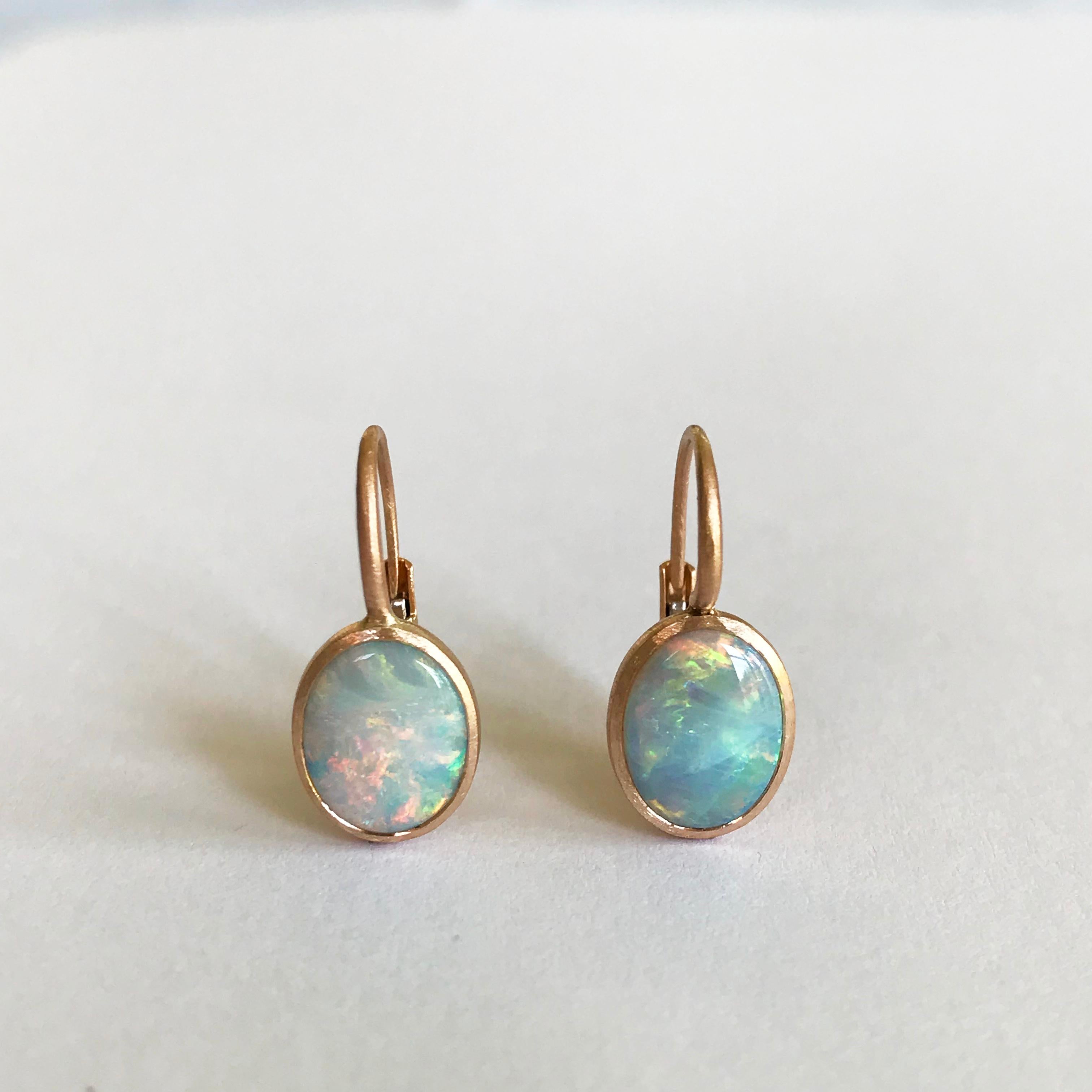Women's Dalben Little Oval Australian Opal Rose Gold Earrings For Sale