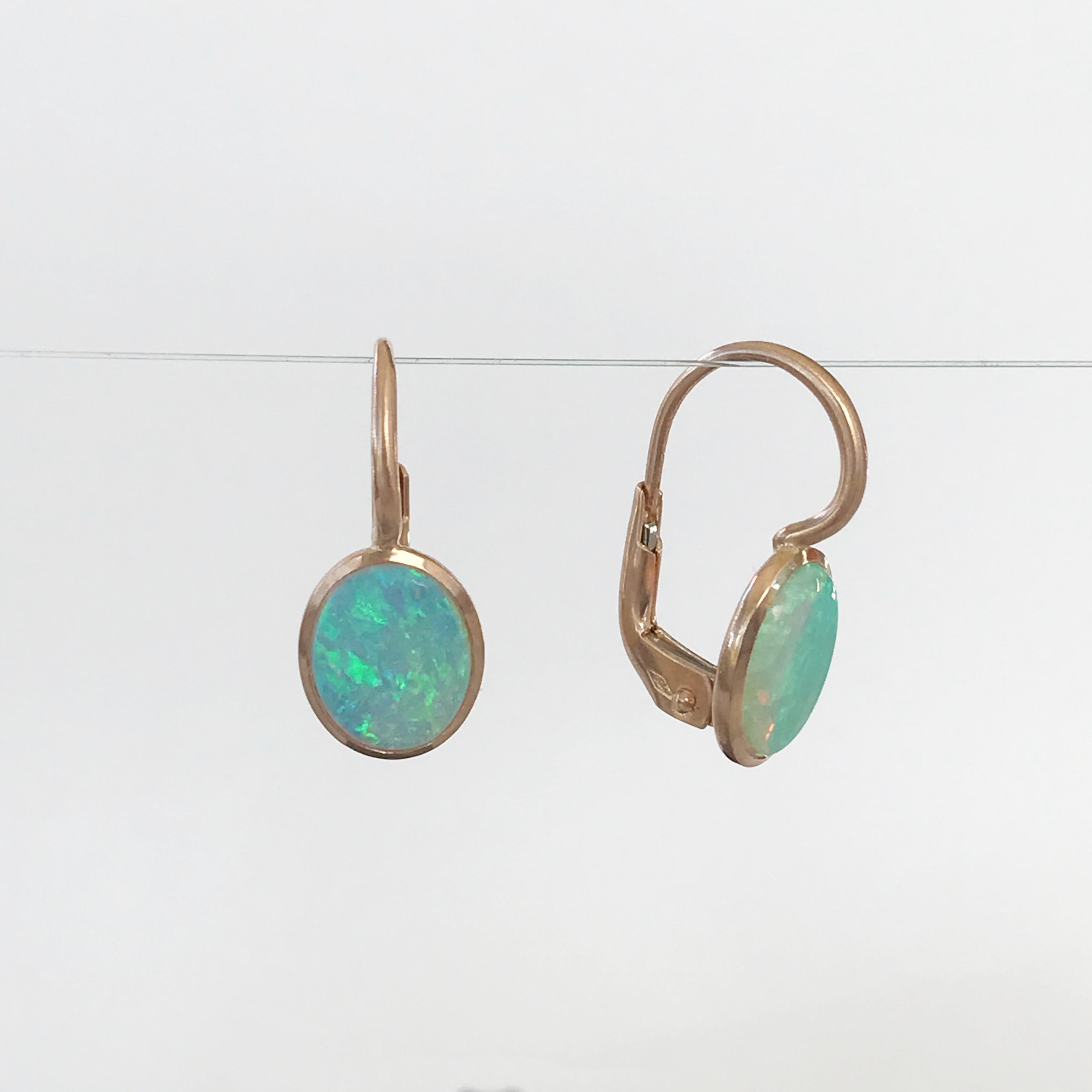 Dalben Little Oval Australian Opal Rose Gold Earrings 3