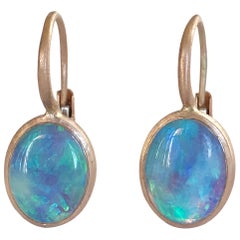 Dalben Little Oval Australian Opal Rose Gold Earrings