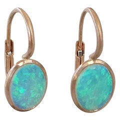 Dalben Little Oval Australian Opal Rose Gold Earrings