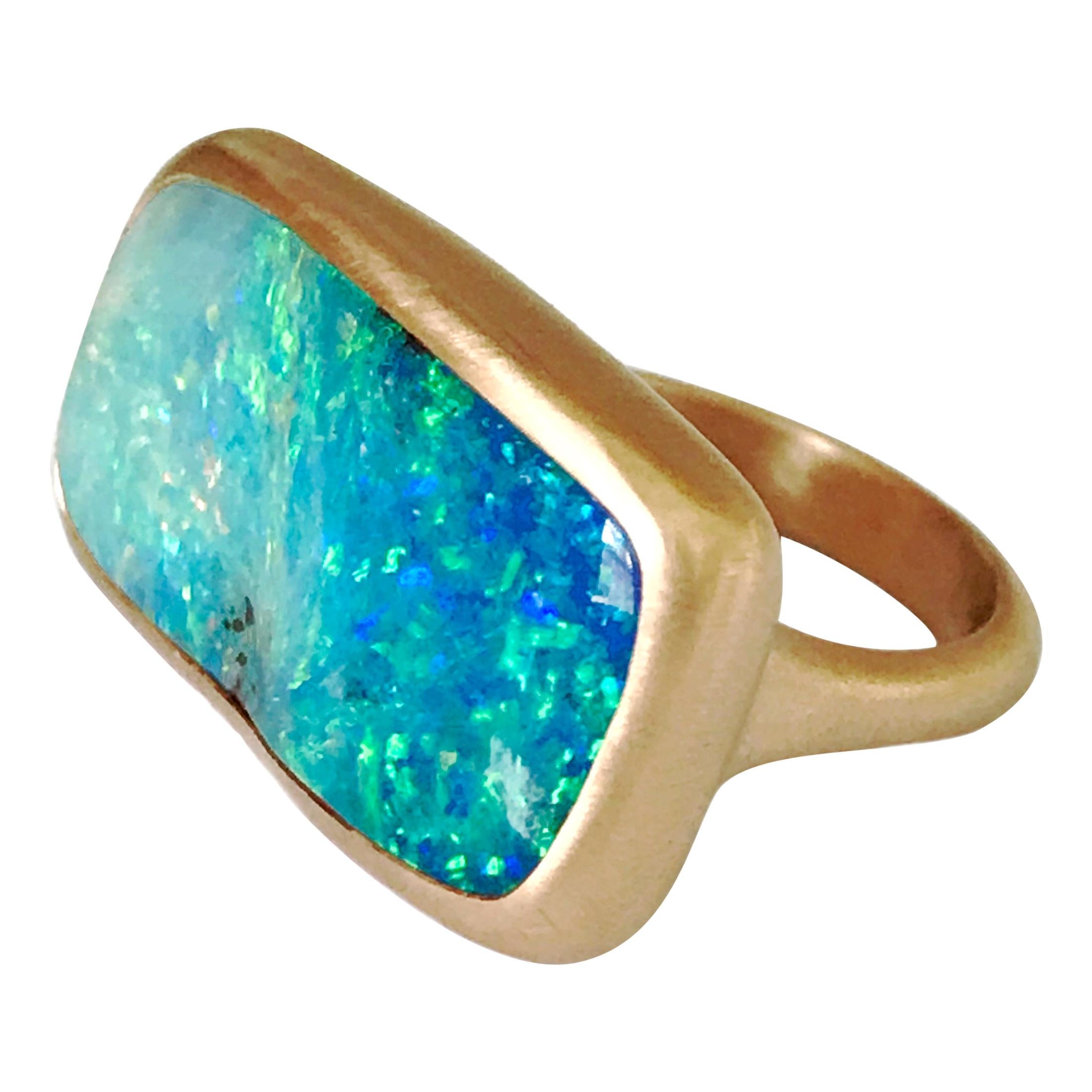 Dalben Magnificent Australian Boulder Opal Rose Gold Ring