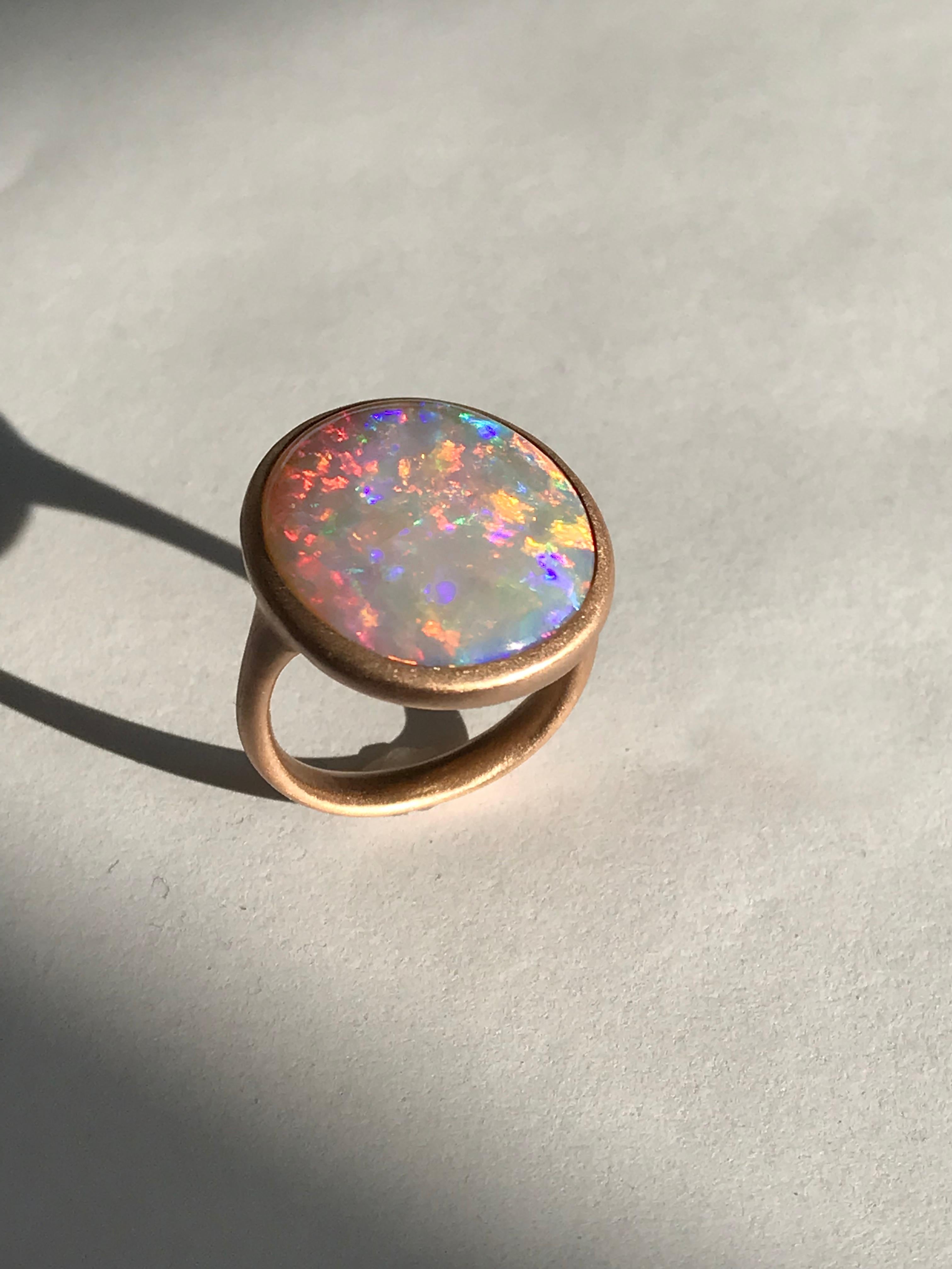 Dalben Magnificent Australian Opal Rose Gold Ring For Sale 1
