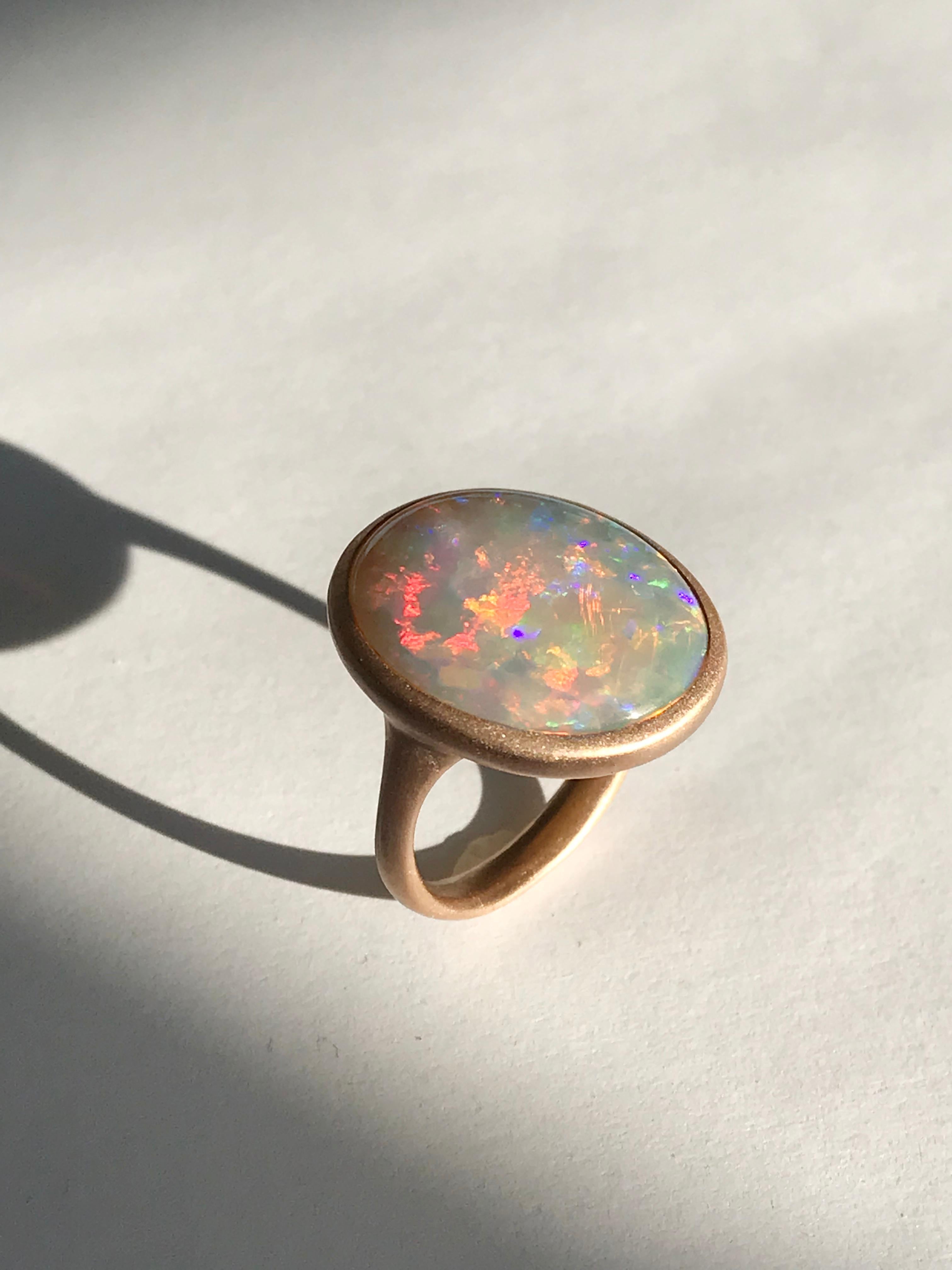Dalben Magnificent Australian Opal Rose Gold Ring For Sale 2