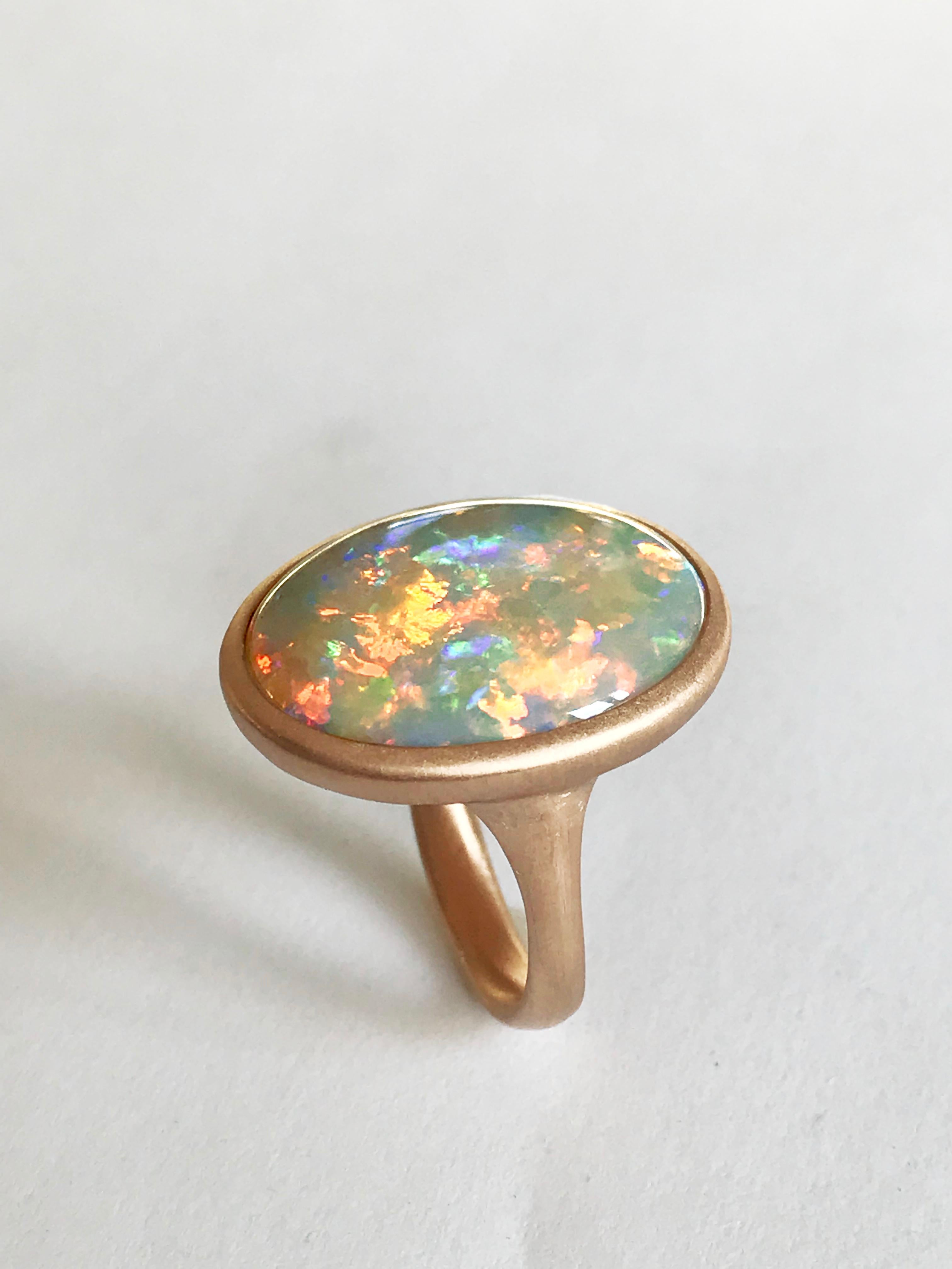 Dalben Magnificent Australian Opal Rose Gold Ring For Sale 3