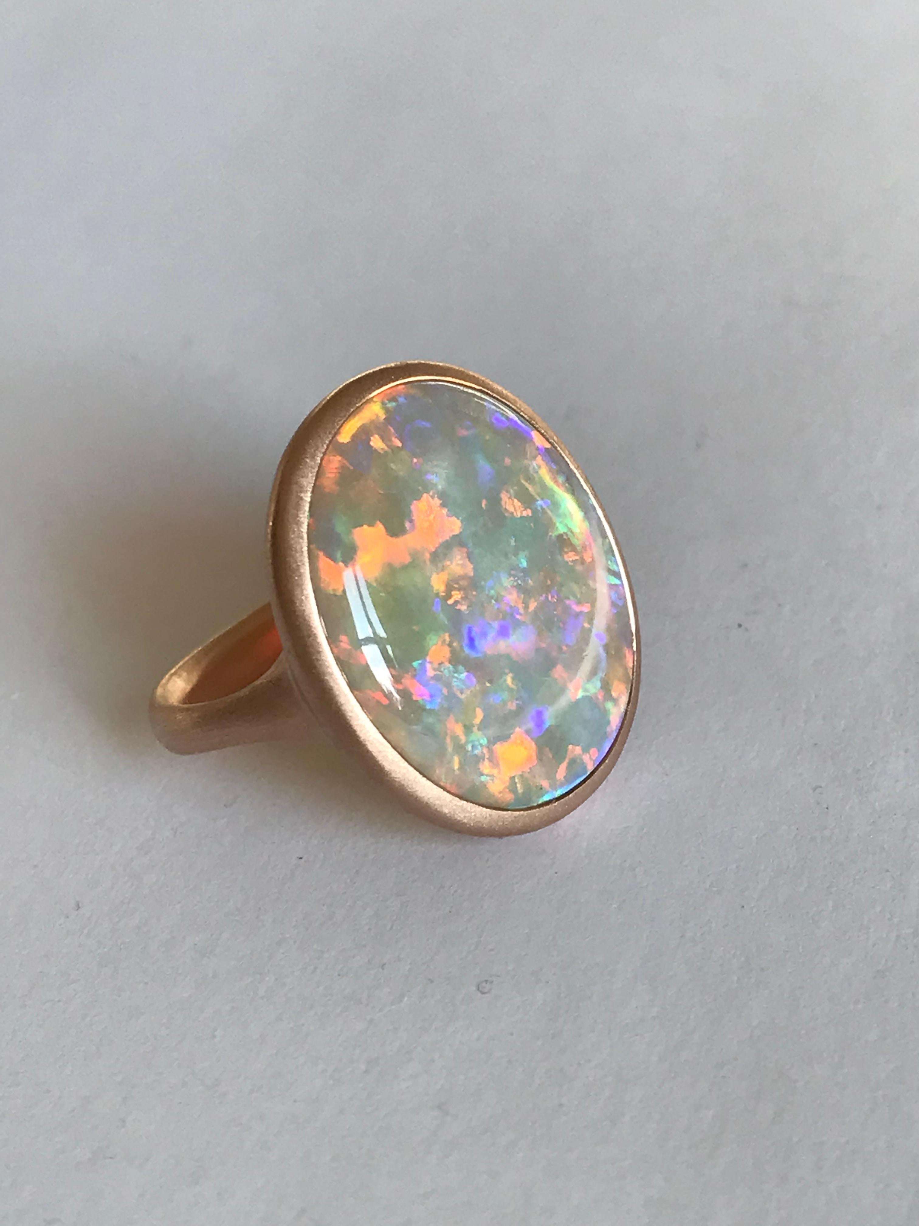 Dalben Magnificent Australian Opal Rose Gold Ring For Sale 4