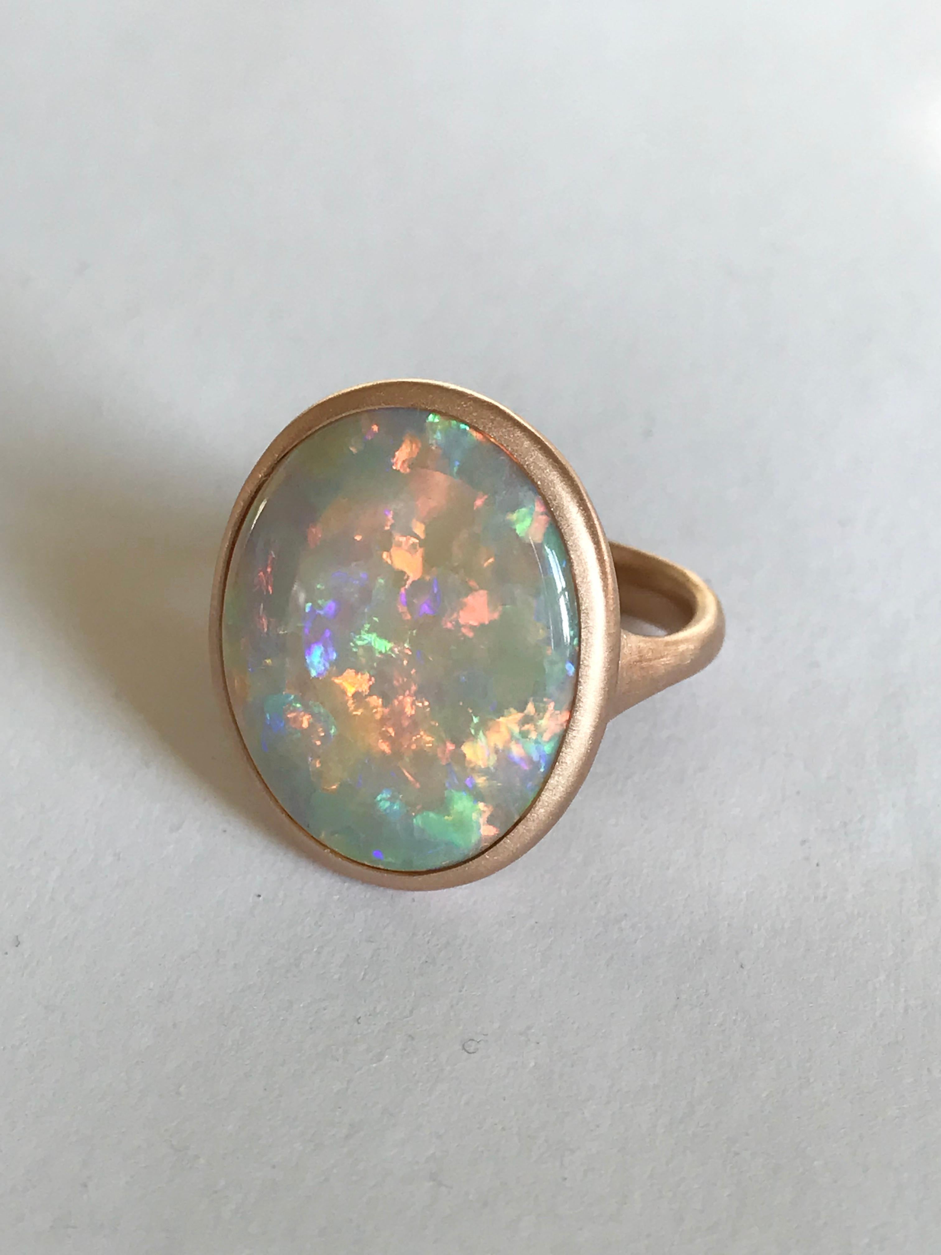 Dalben Magnificent Australian Opal Rose Gold Ring For Sale 6