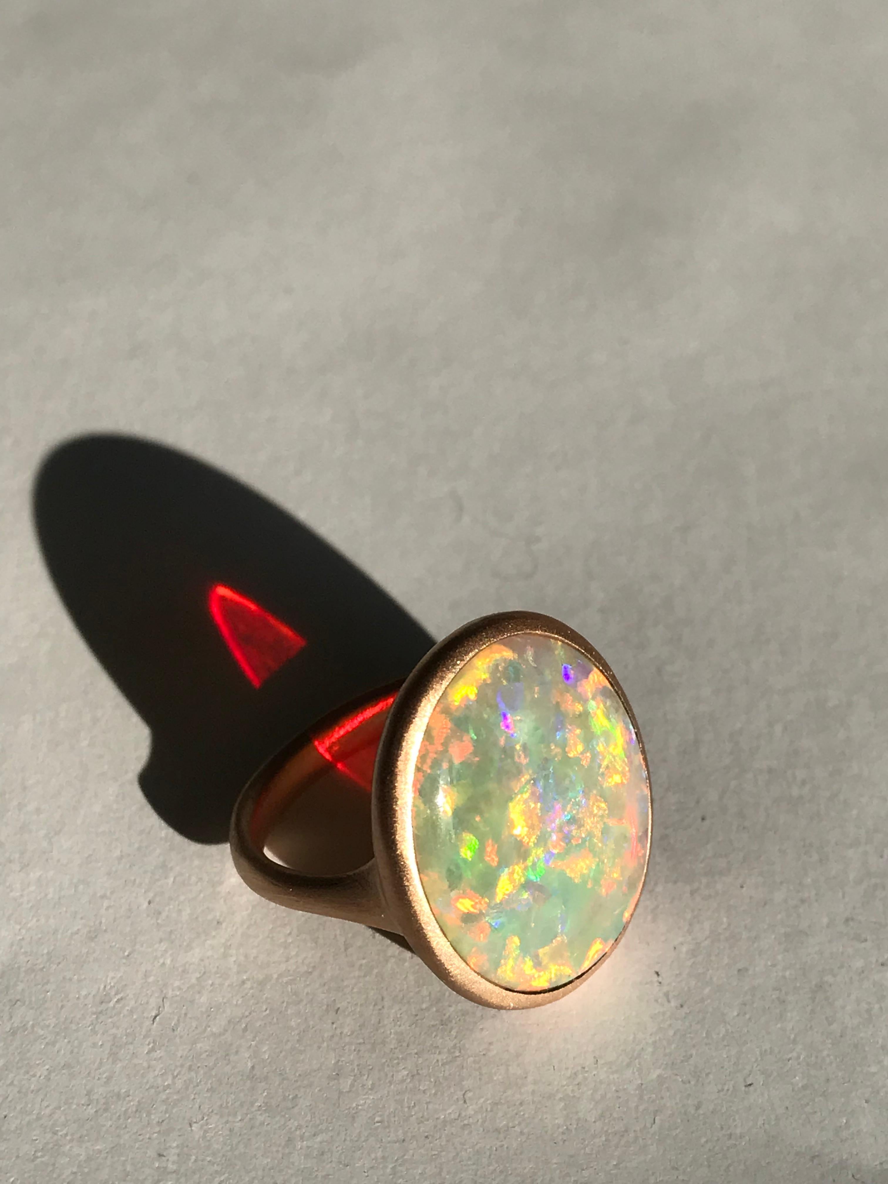 Dalben Magnificent Australian Opal Rose Gold Ring For Sale 8