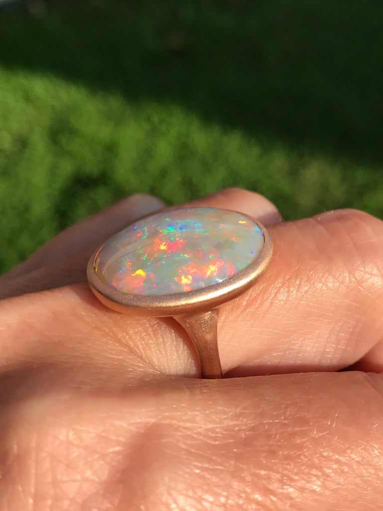 Dalben Magnificent Australian Opal Rose Gold Ring For Sale at