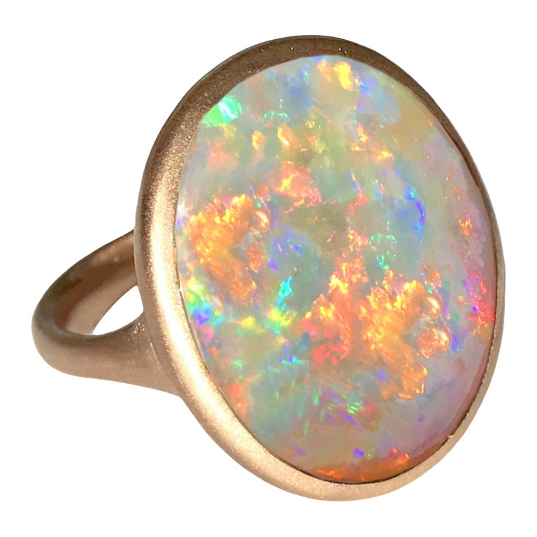Dalben Magnificent Australian Opal Rose Gold Ring For Sale at