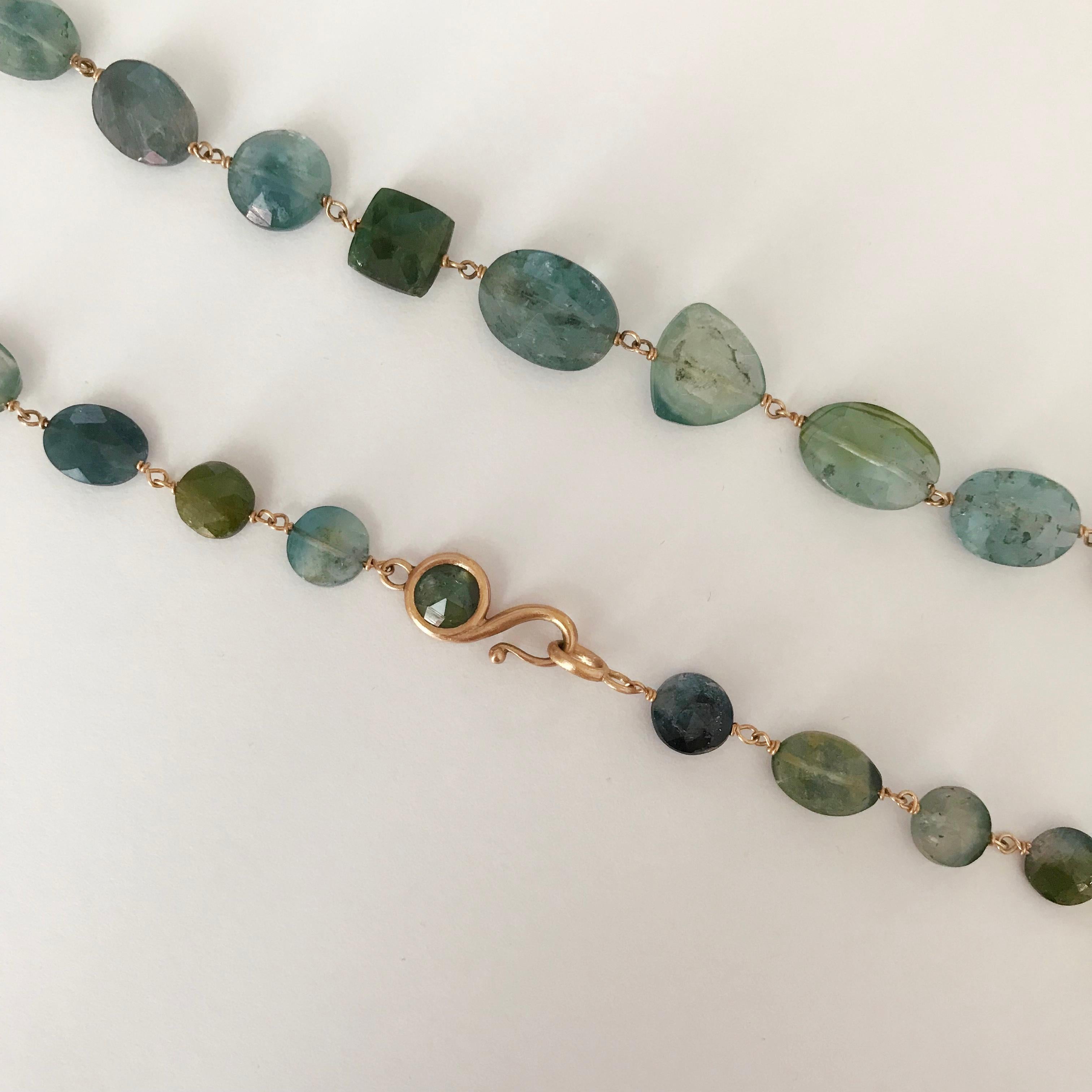 Dalben Mixed Green Tourmaline Rose Gold Necklace In New Condition In Como, IT