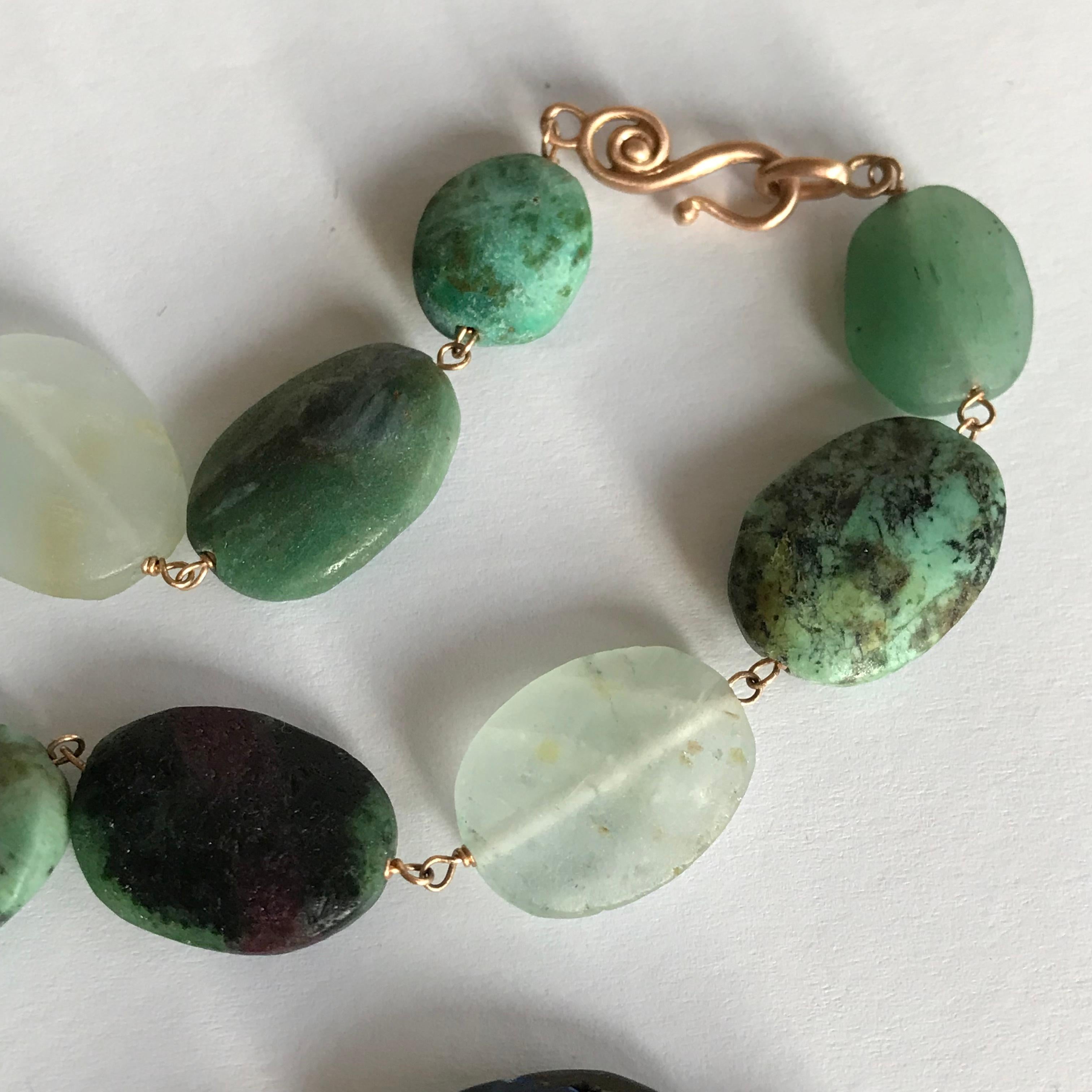 Dalben Mixed Natural Stones Rose Gold Necklace In New Condition For Sale In Como, IT