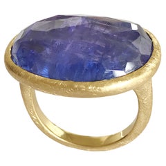 Dalben One of a Kind Tanzanite Scratch Engraved Gold Ring