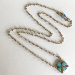 Dalben Opal Diamond Gold Four-Leaf Clover Rosary Necklace