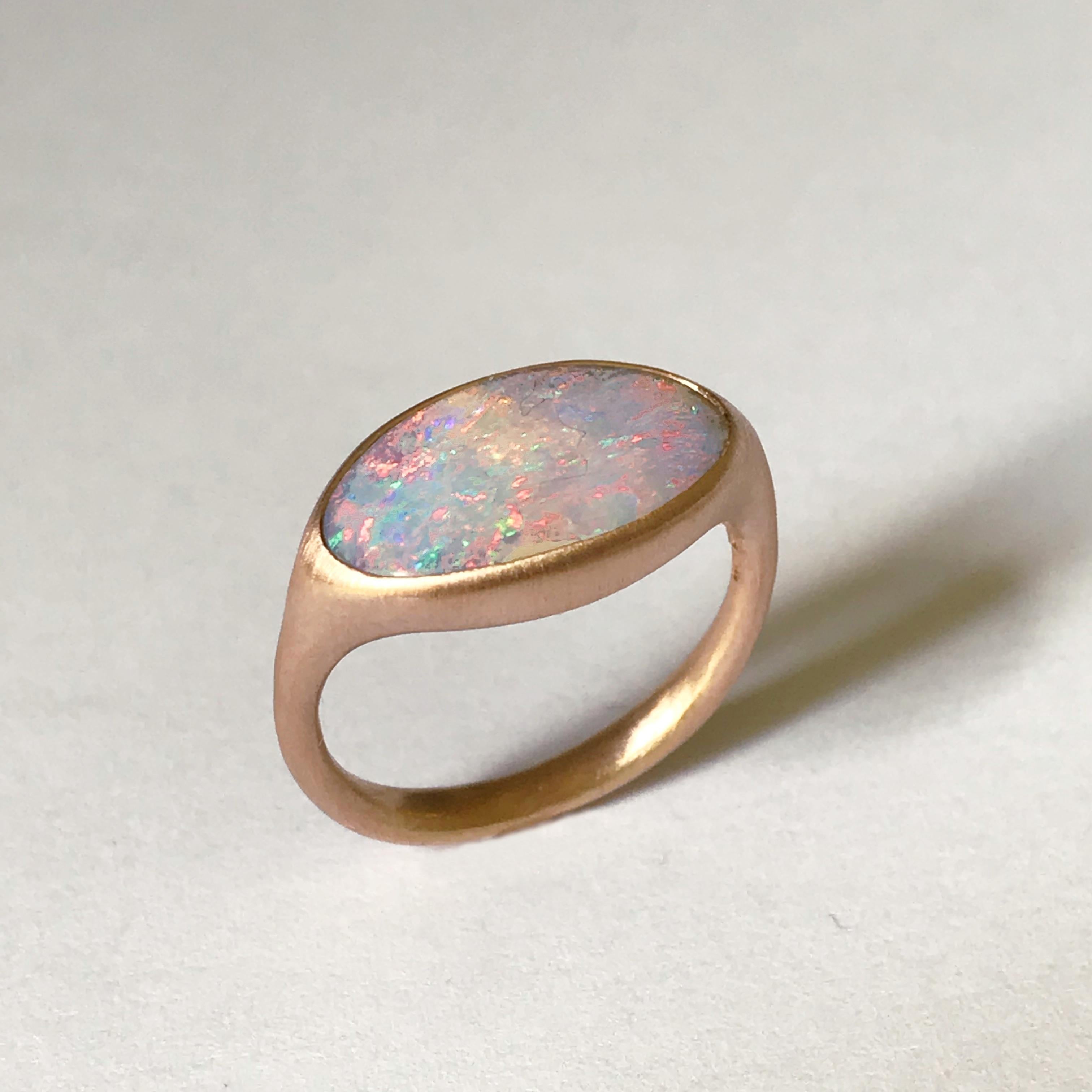 Dalben Oval Australian Boulder Opal Rose Gold Ring 3