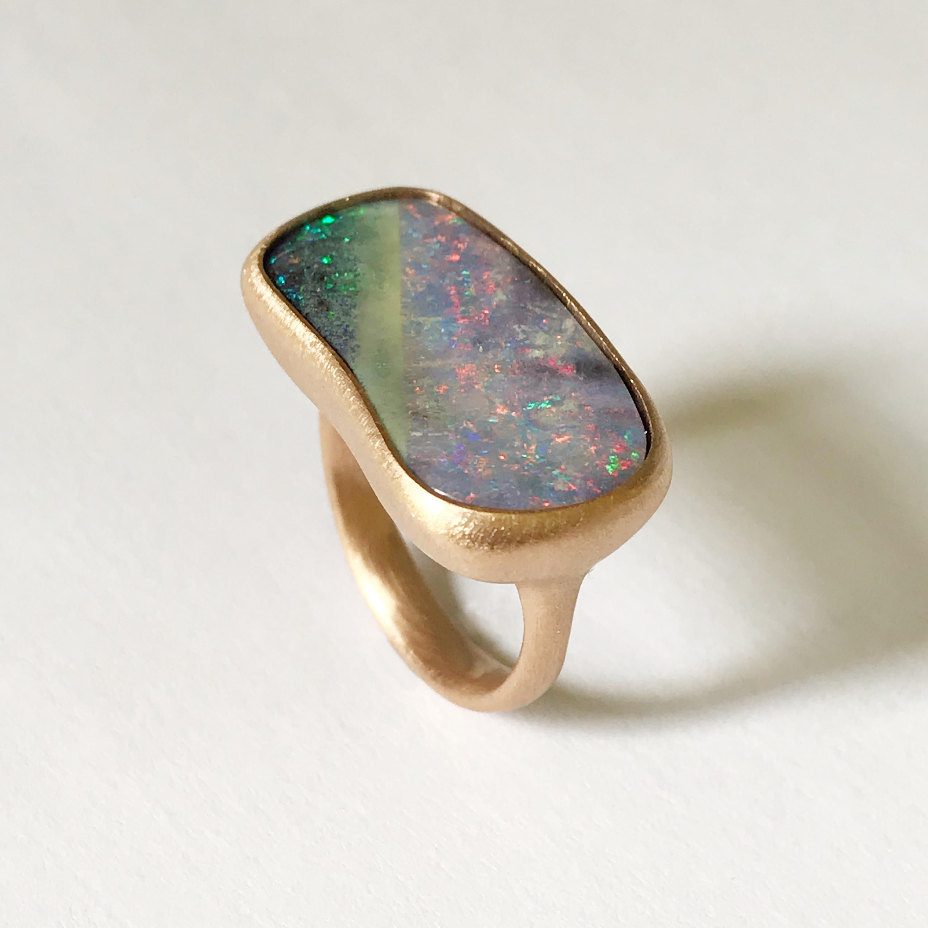 Dalben Oval Australian Boulder Opal Rose Gold Ring 4