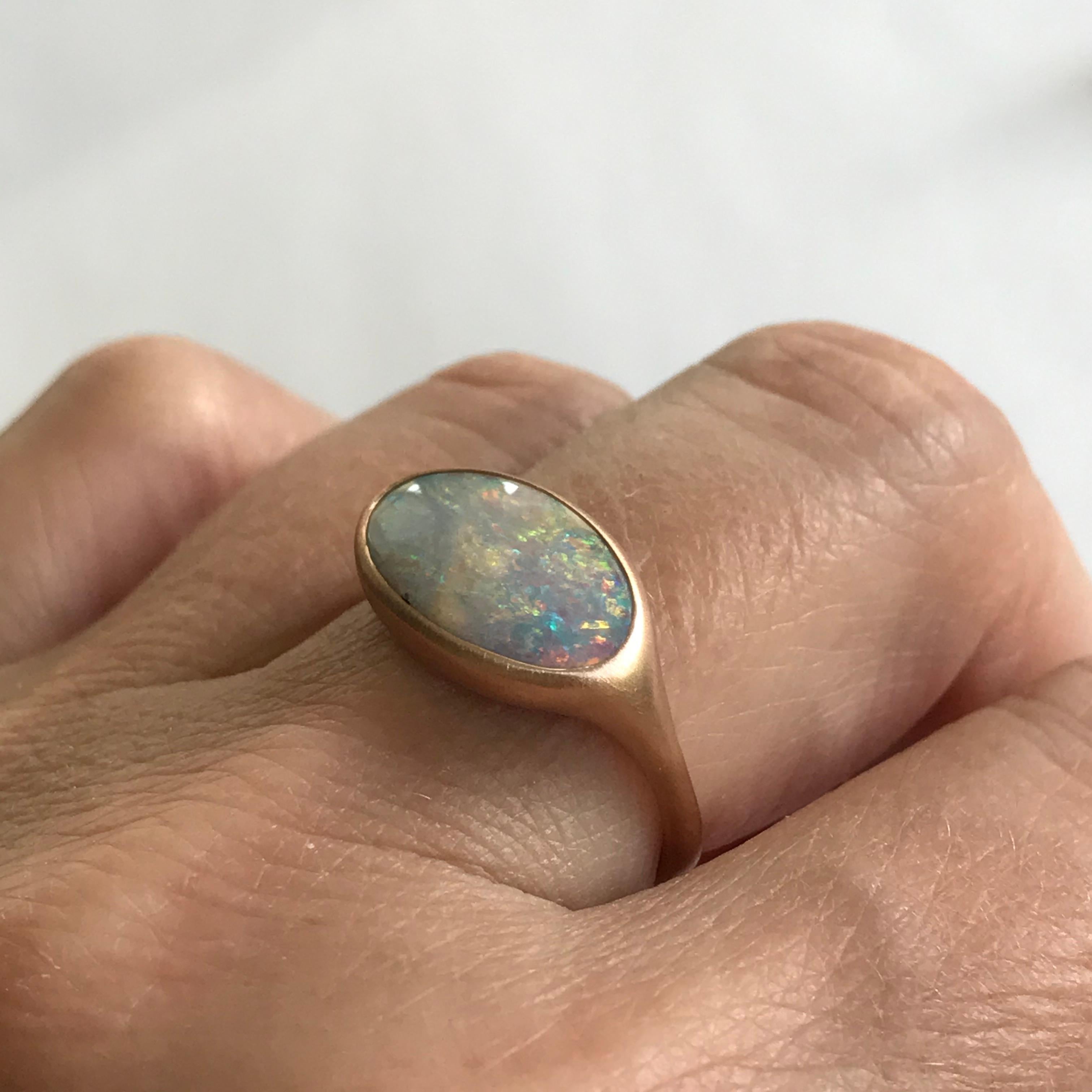 Dalben Oval Australian Boulder Opal Rose Gold Ring 8